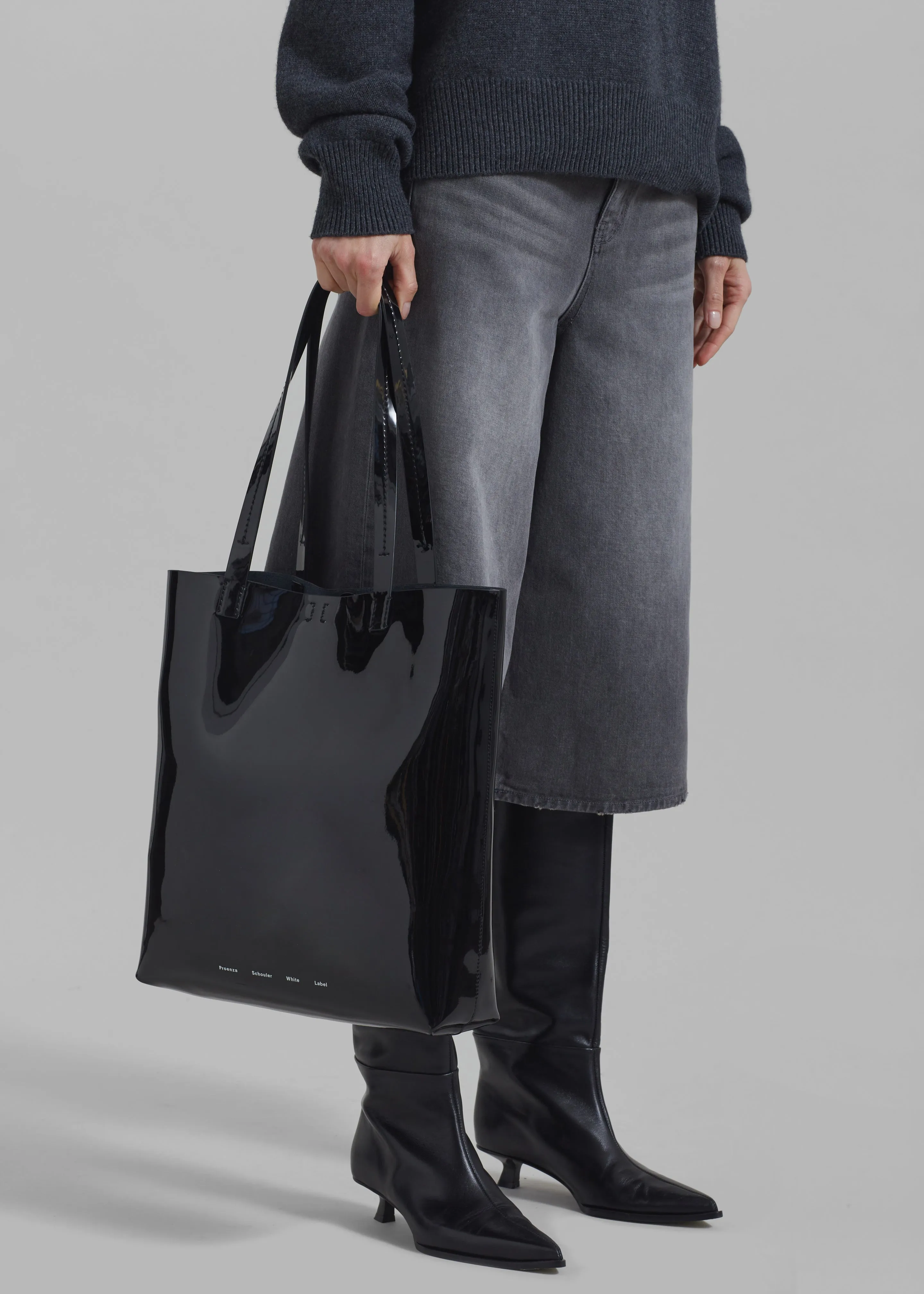 Proenza Schouler White Label Walker Patent Tote Bag - Black sold by Frankie Shop product image thumbnail 3