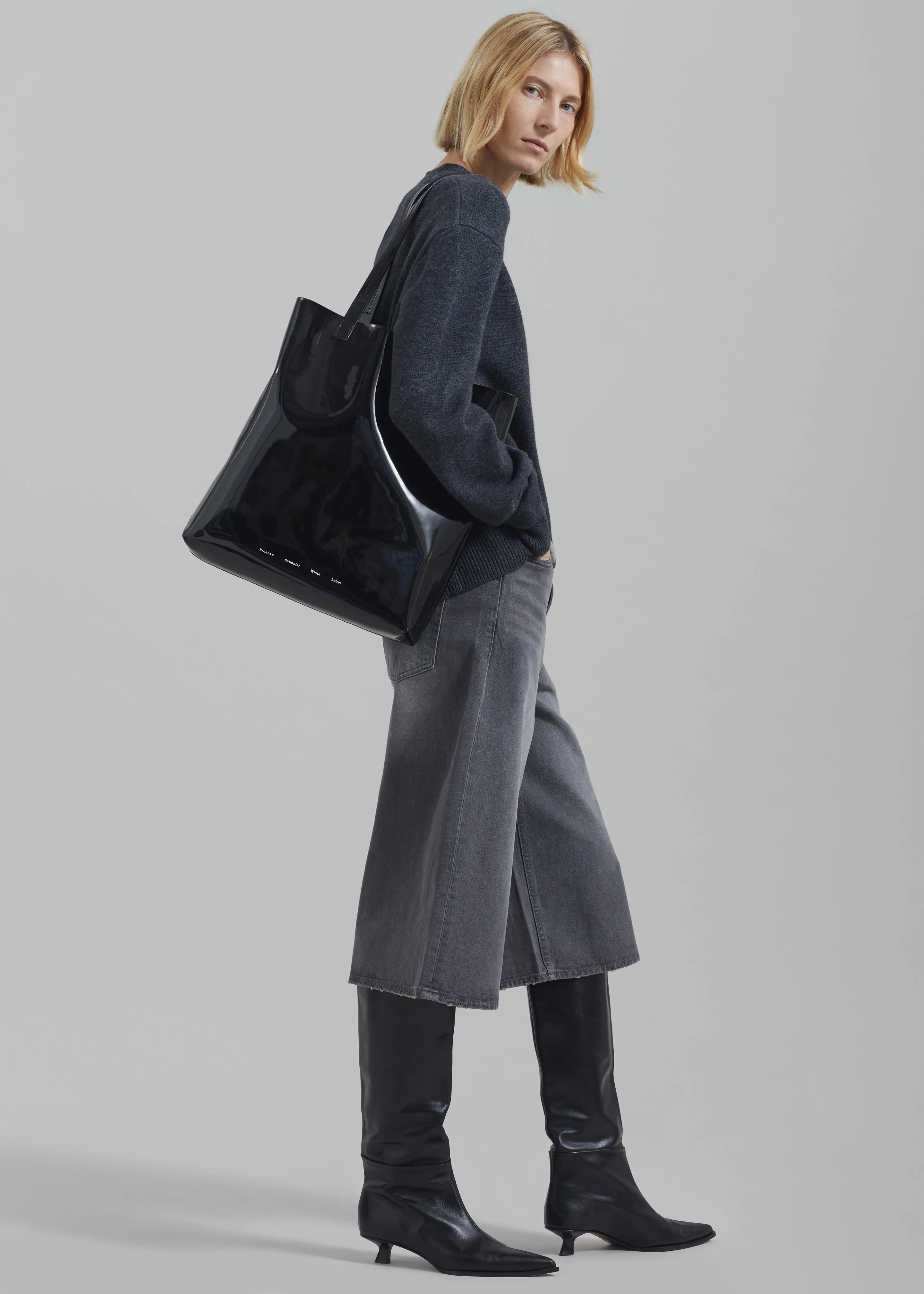 Proenza Schouler White Label Walker Patent Tote Bag - Black sold by Frankie Shop