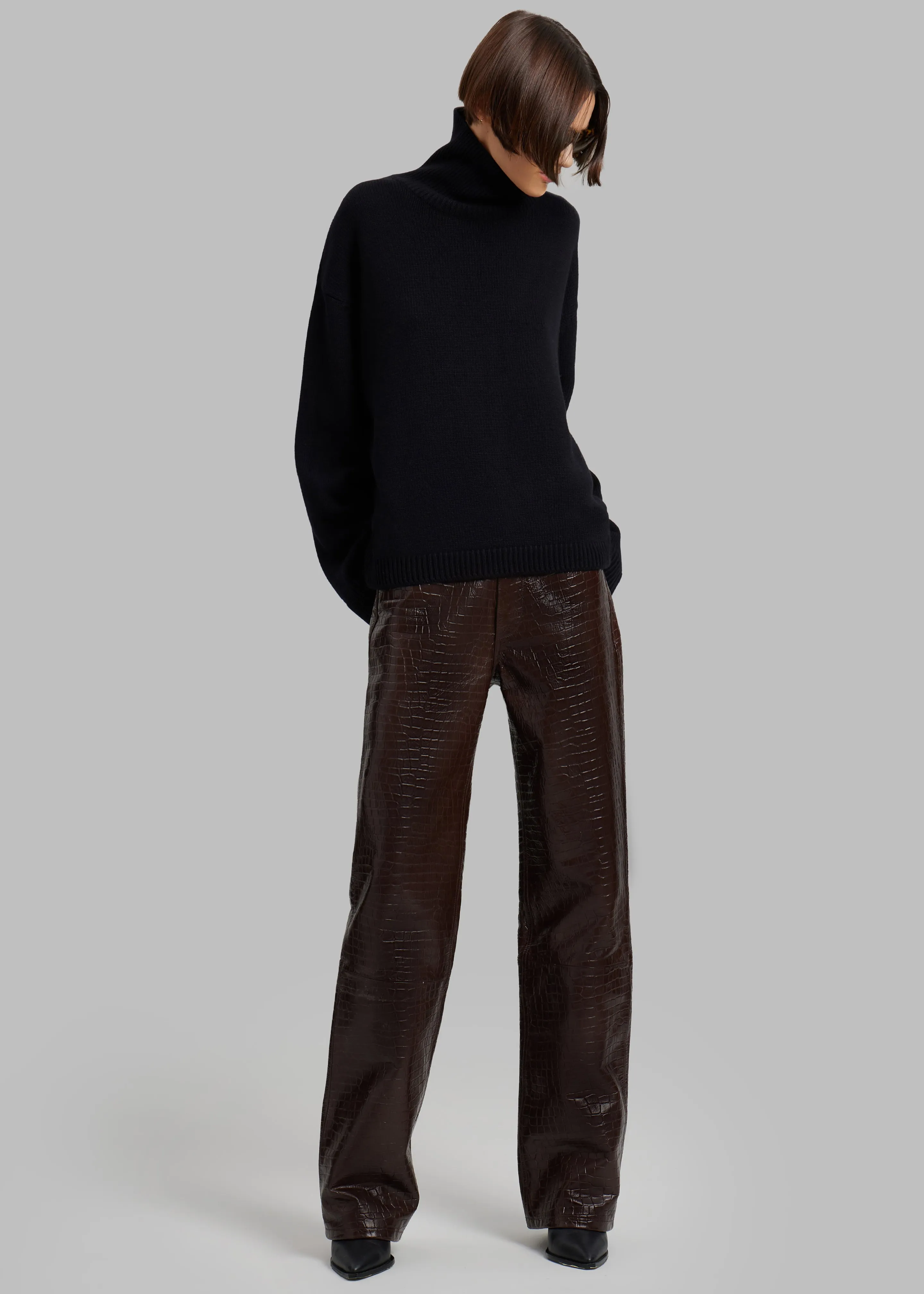 Bonnie Croc-Effect Pants - Brown sold by Frankie Shop product image thumbnail 4