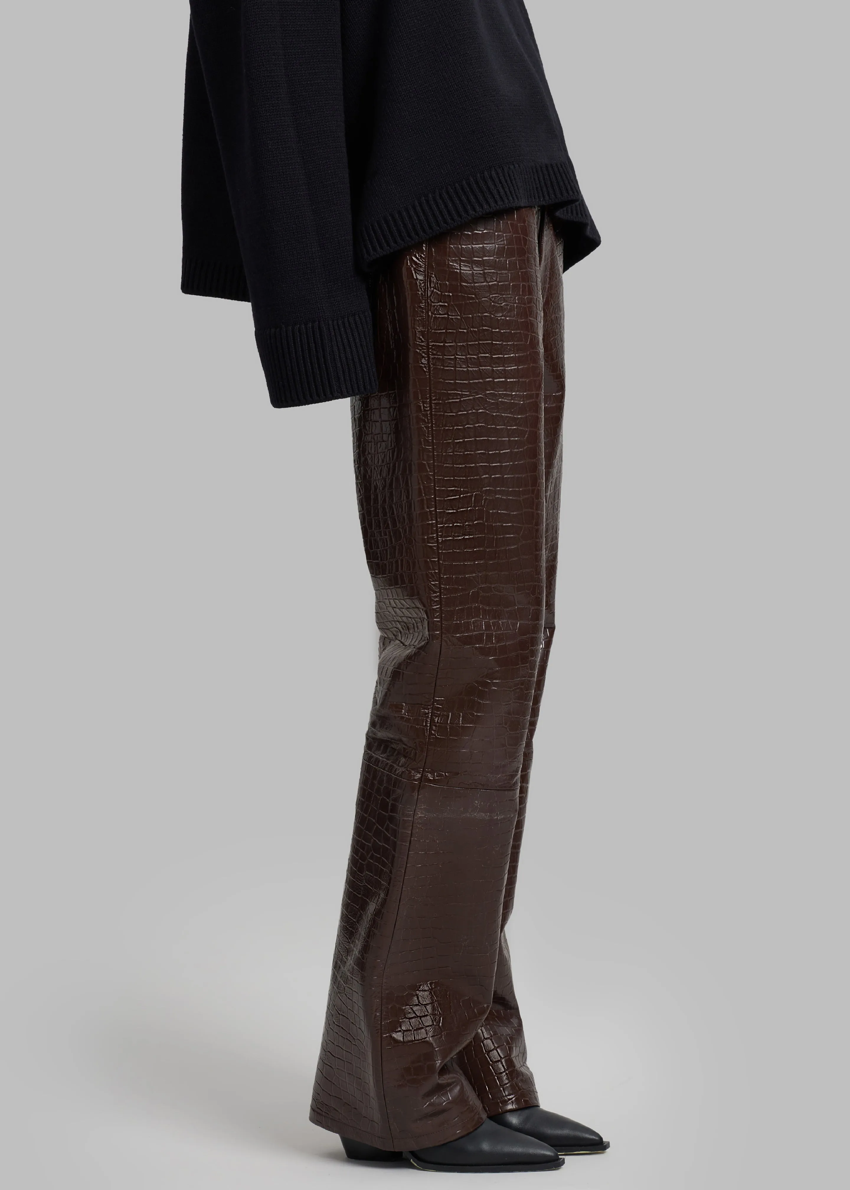 Bonnie Croc-Effect Pants - Brown sold by Frankie Shop product image thumbnail 5