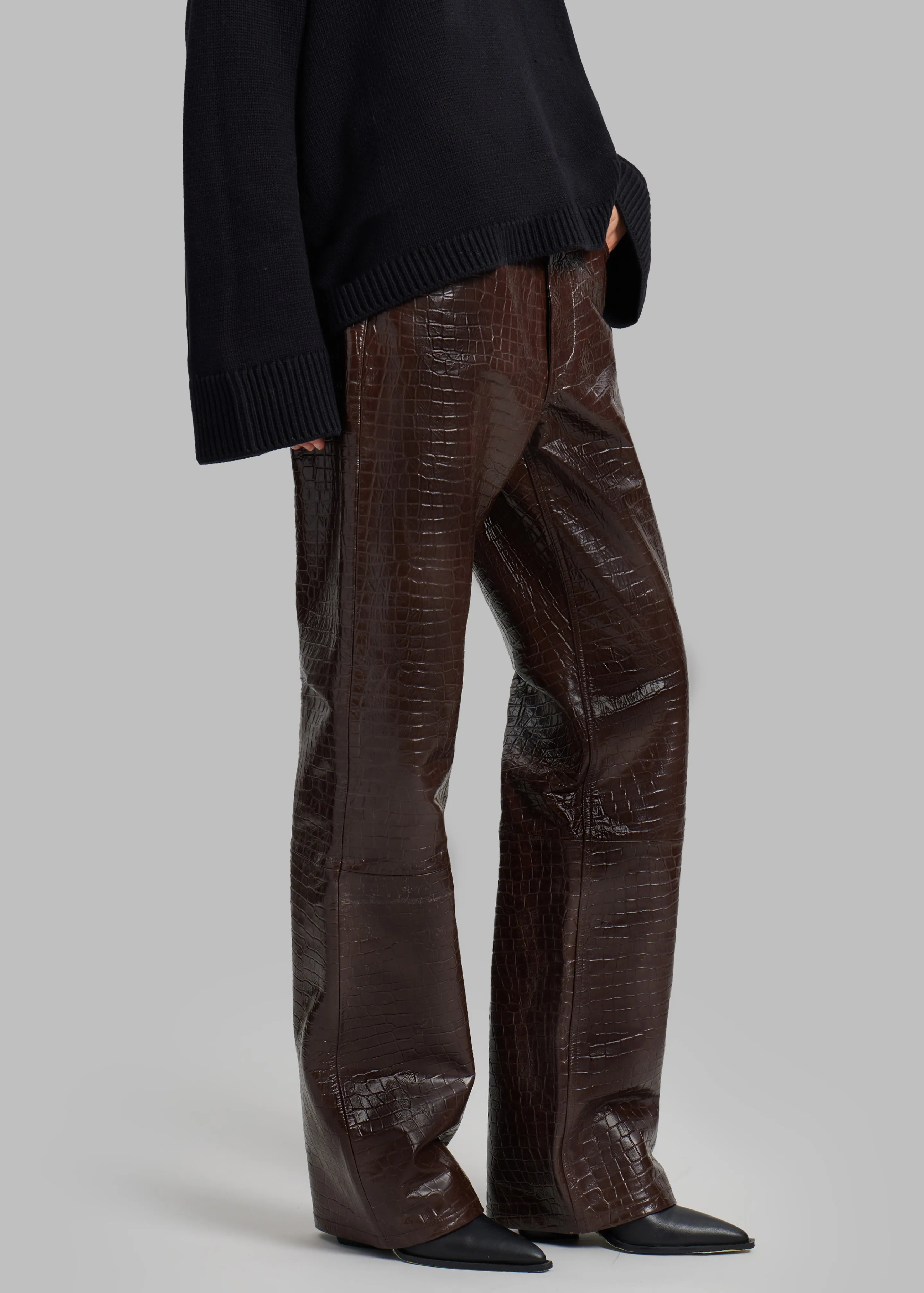 Bonnie Croc-Effect Pants - Brown sold by Frankie Shop product image thumbnail 3