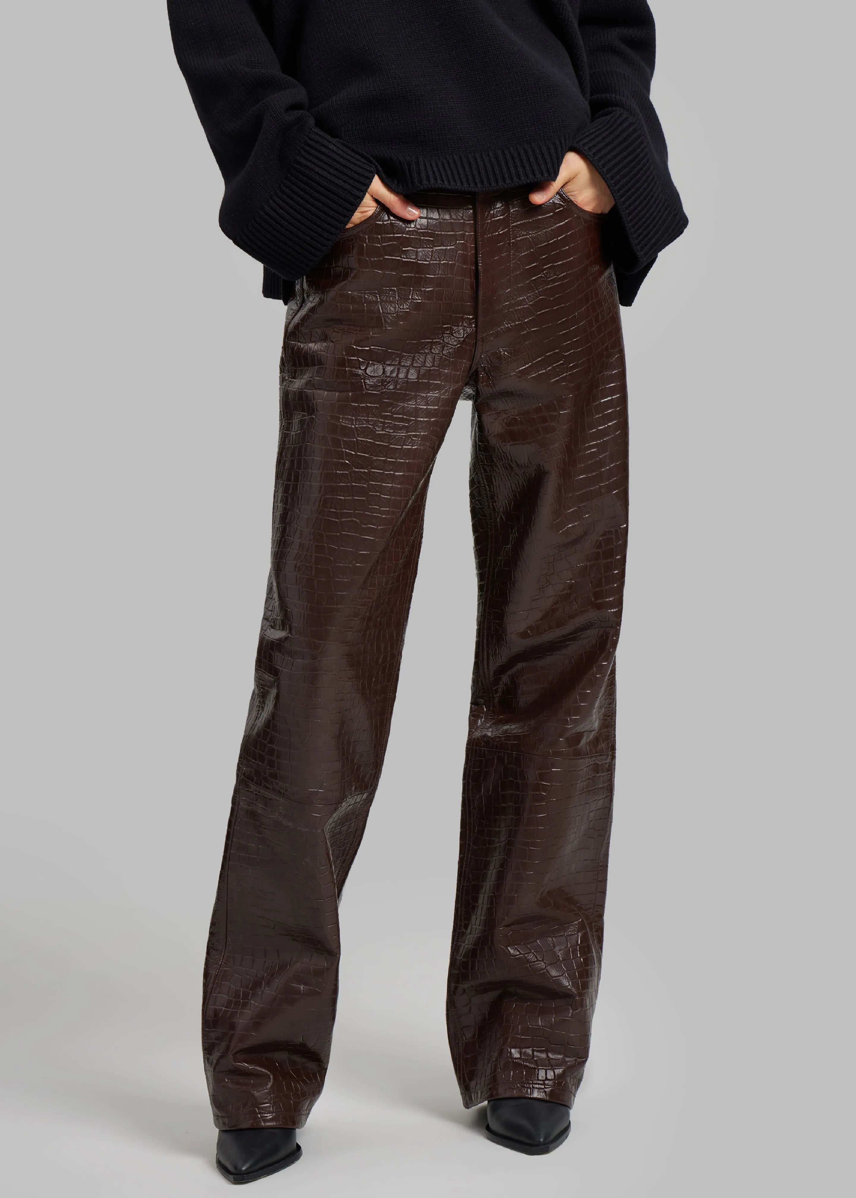 Bonnie Croc-Effect Pants - Brown sold by Frankie Shop product image thumbnail 2