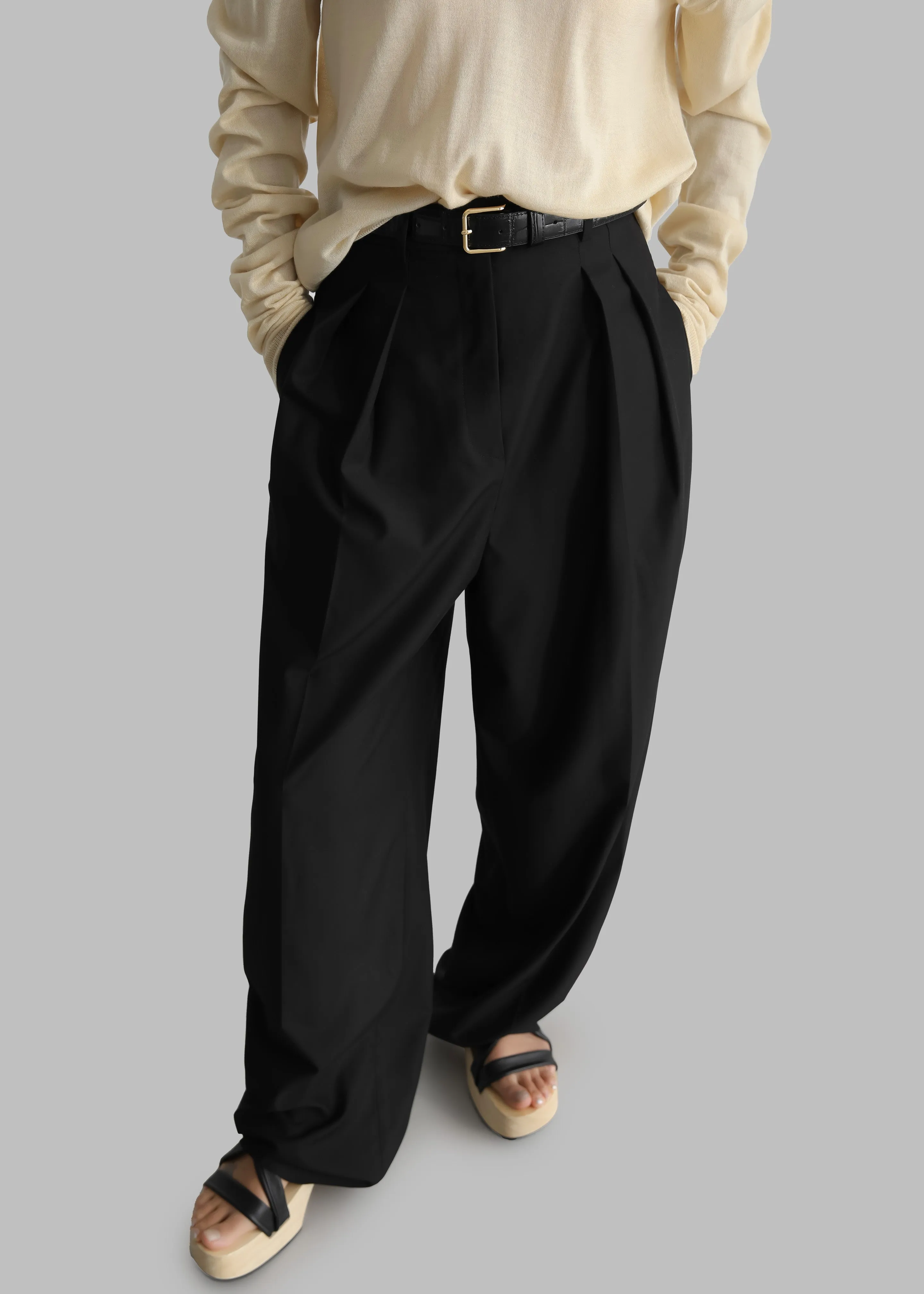 Sion Pintuck Trousers - Black sold by Frankie Shop product image thumbnail 4