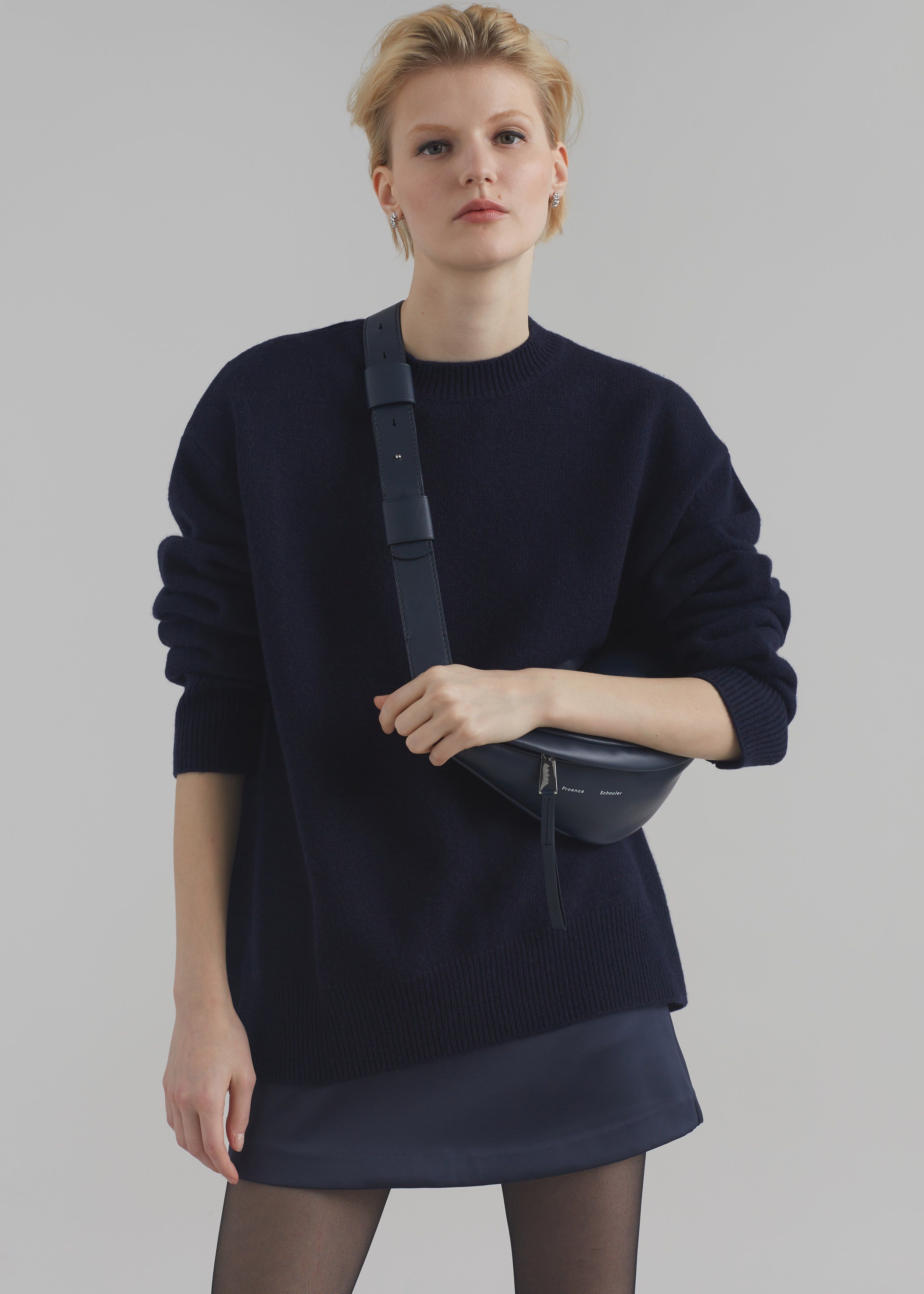 Proenza Schouler White Label Stanton Leather Sling Bag - Navy sold by Frankie Shop product image thumbnail 5