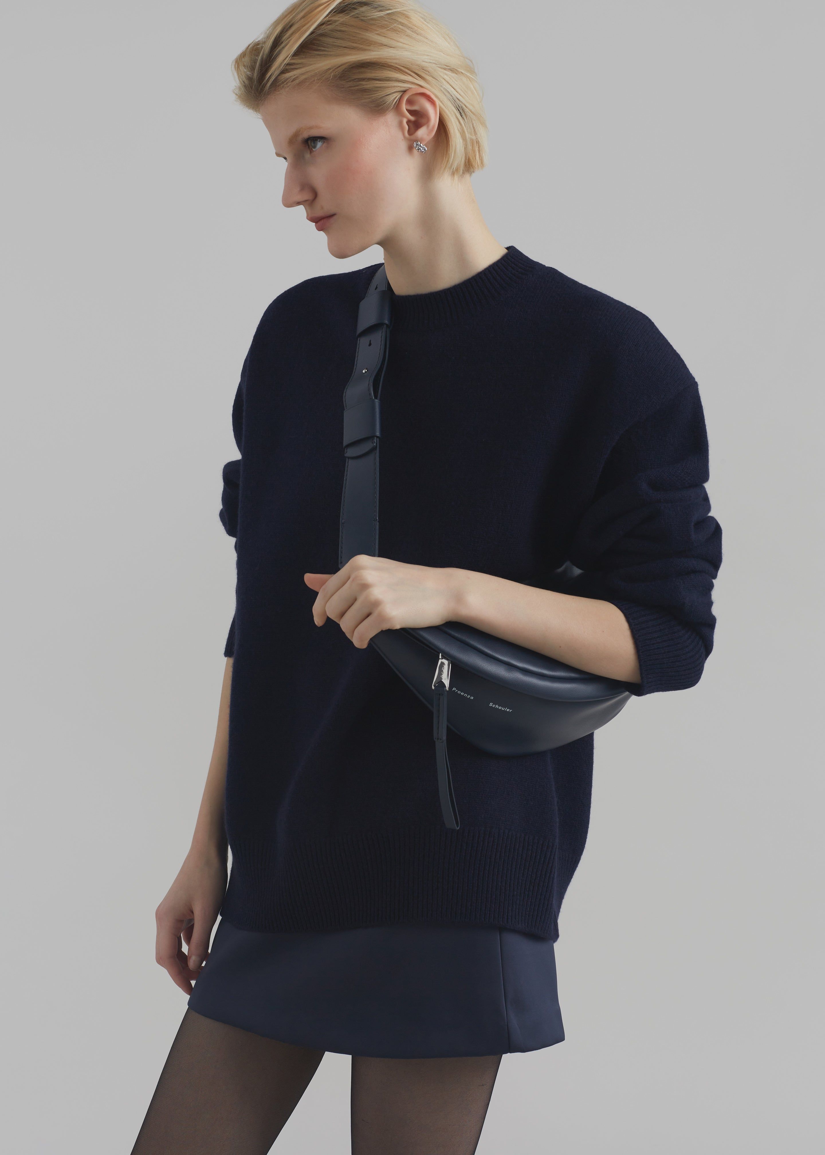 Proenza Schouler White Label Stanton Leather Sling Bag - Navy sold by Frankie Shop product image thumbnail 2