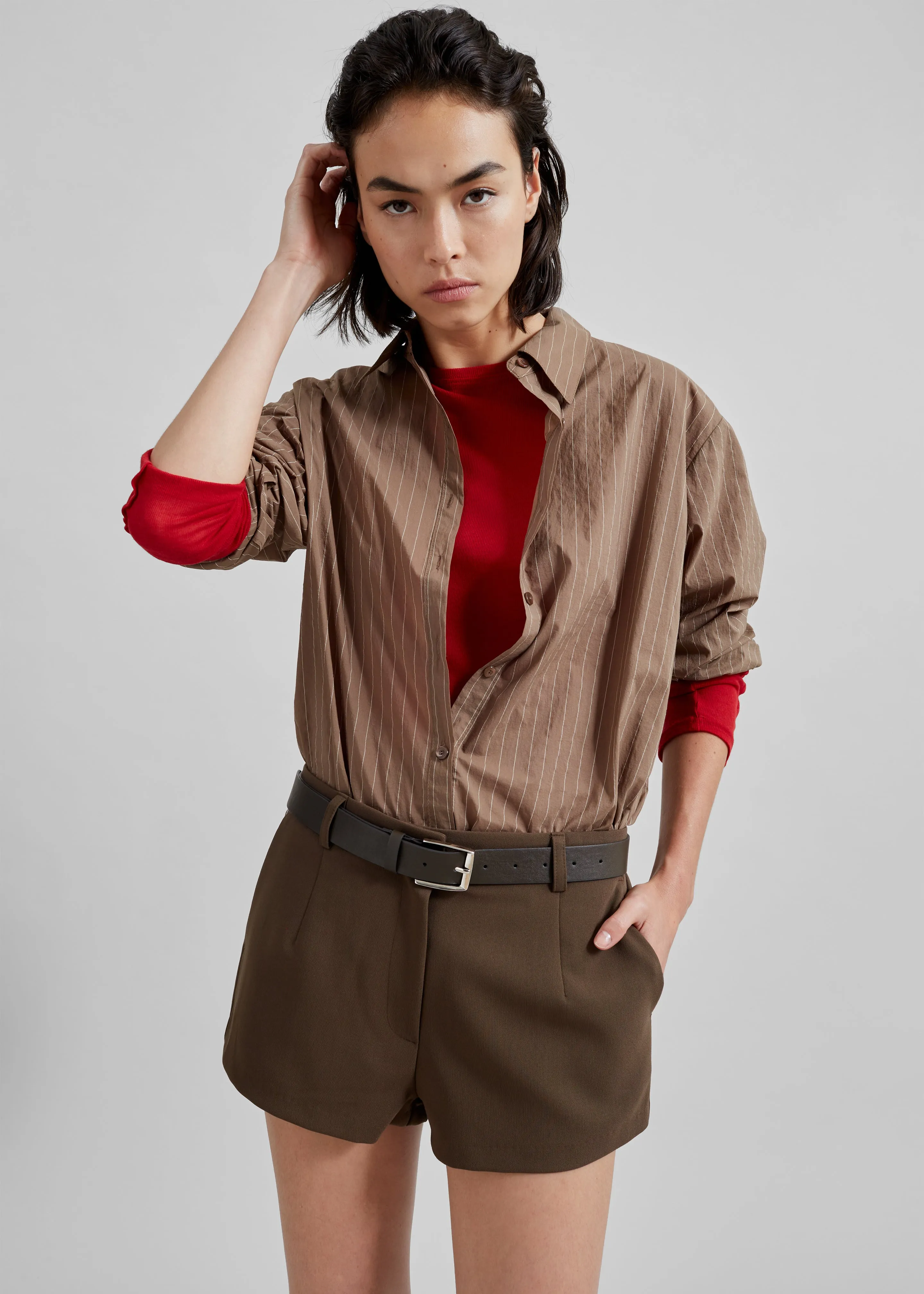 Tolu Shirt - Brown/White Pinstripe sold by Frankie Shop product image thumbnail 4