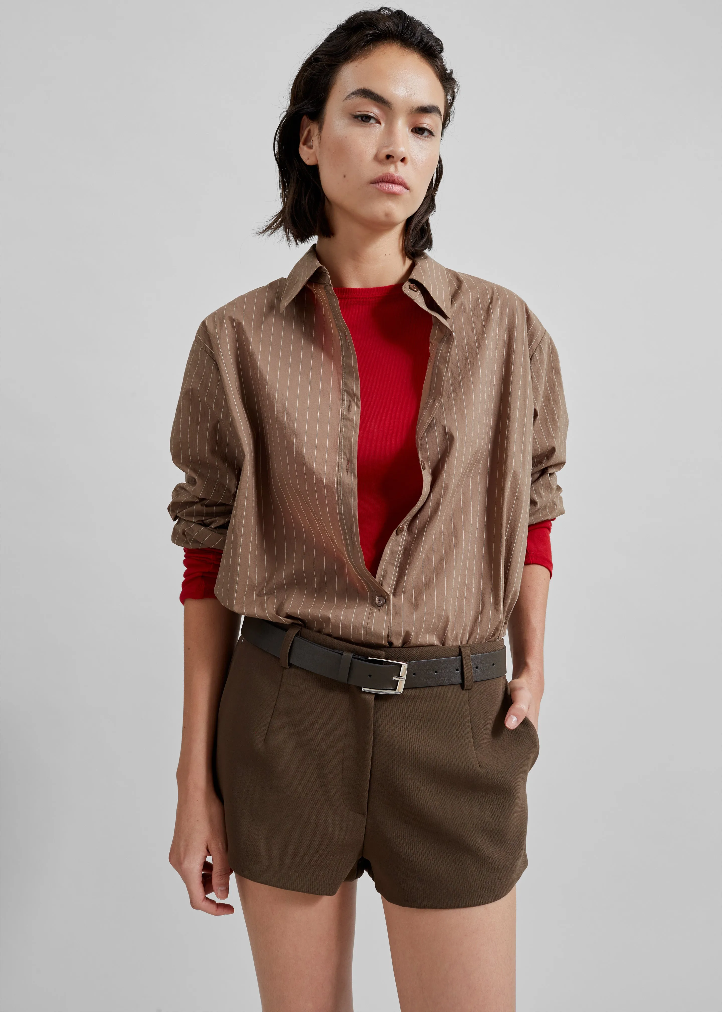 Tolu Shirt - Brown/White Pinstripe sold by Frankie Shop product image thumbnail 2