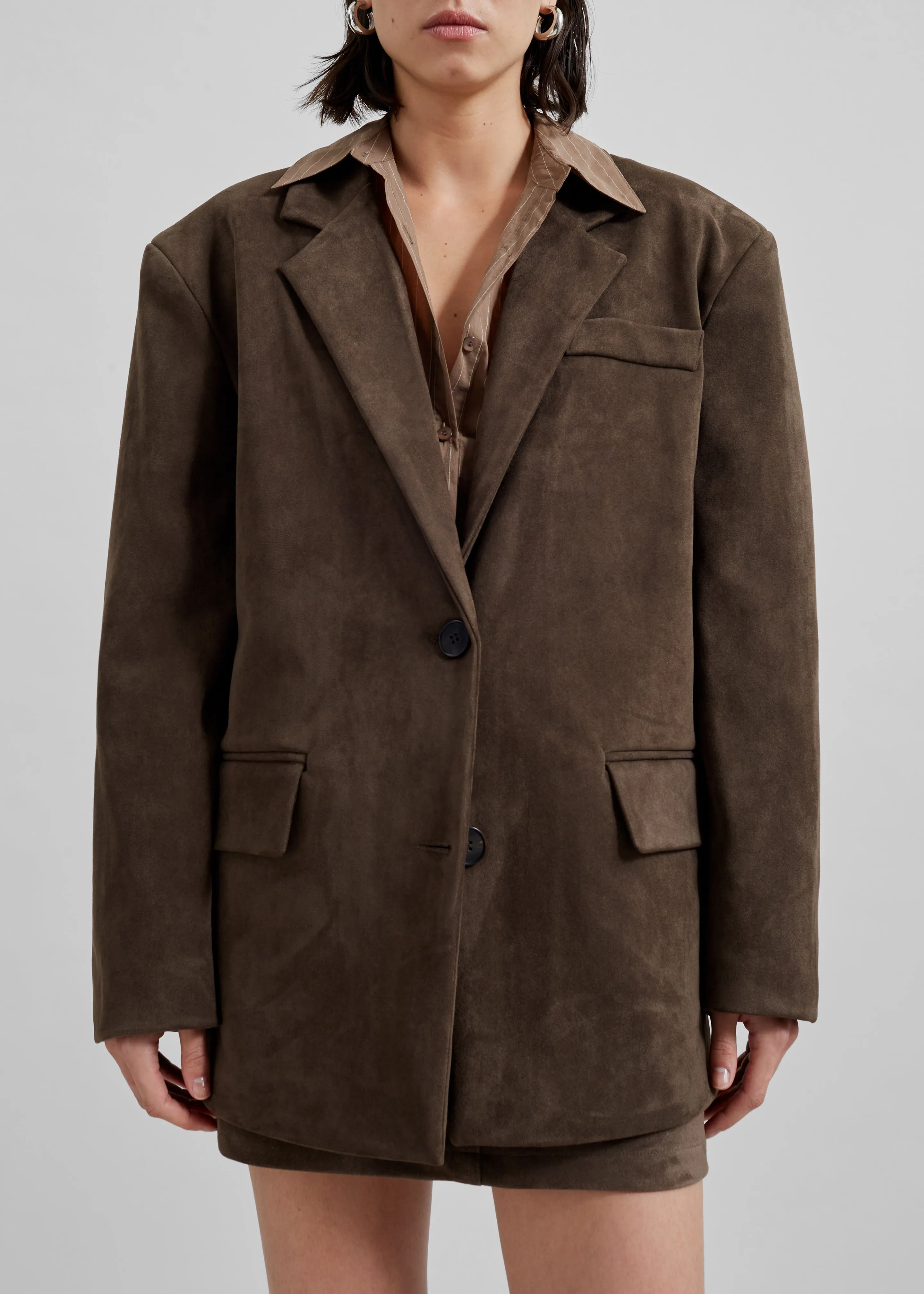Peoria Faux Suede Blazer - Brown sold by Frankie Shop product image thumbnail 5