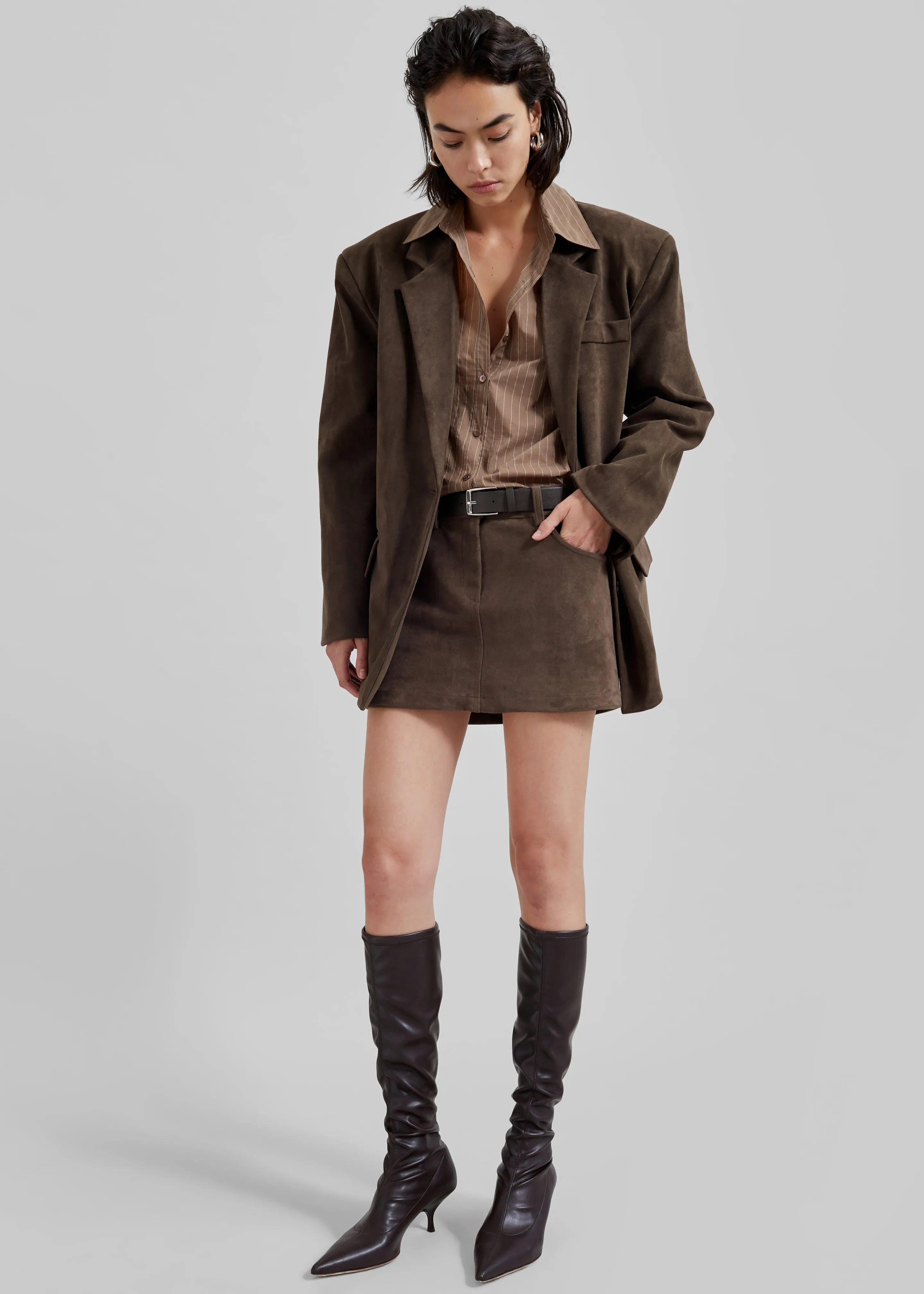 Peoria Faux Suede Blazer - Brown sold by Frankie Shop product image thumbnail 2