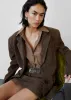 Peoria Faux Suede Blazer - Brown sold by Frankie Shop