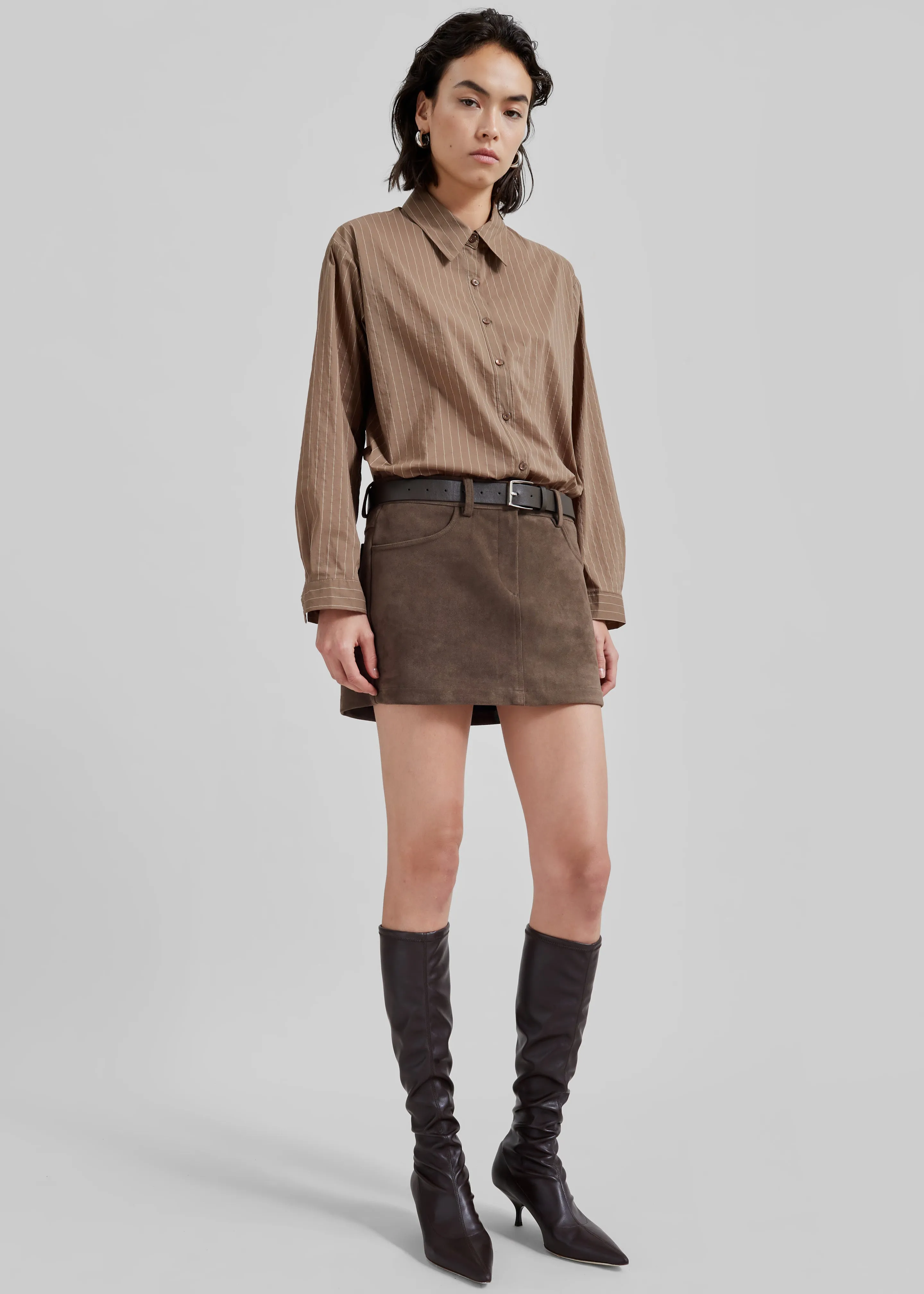 Peoria Faux Suede Mini Skirt - Brown sold by Frankie Shop product image thumbnail 5