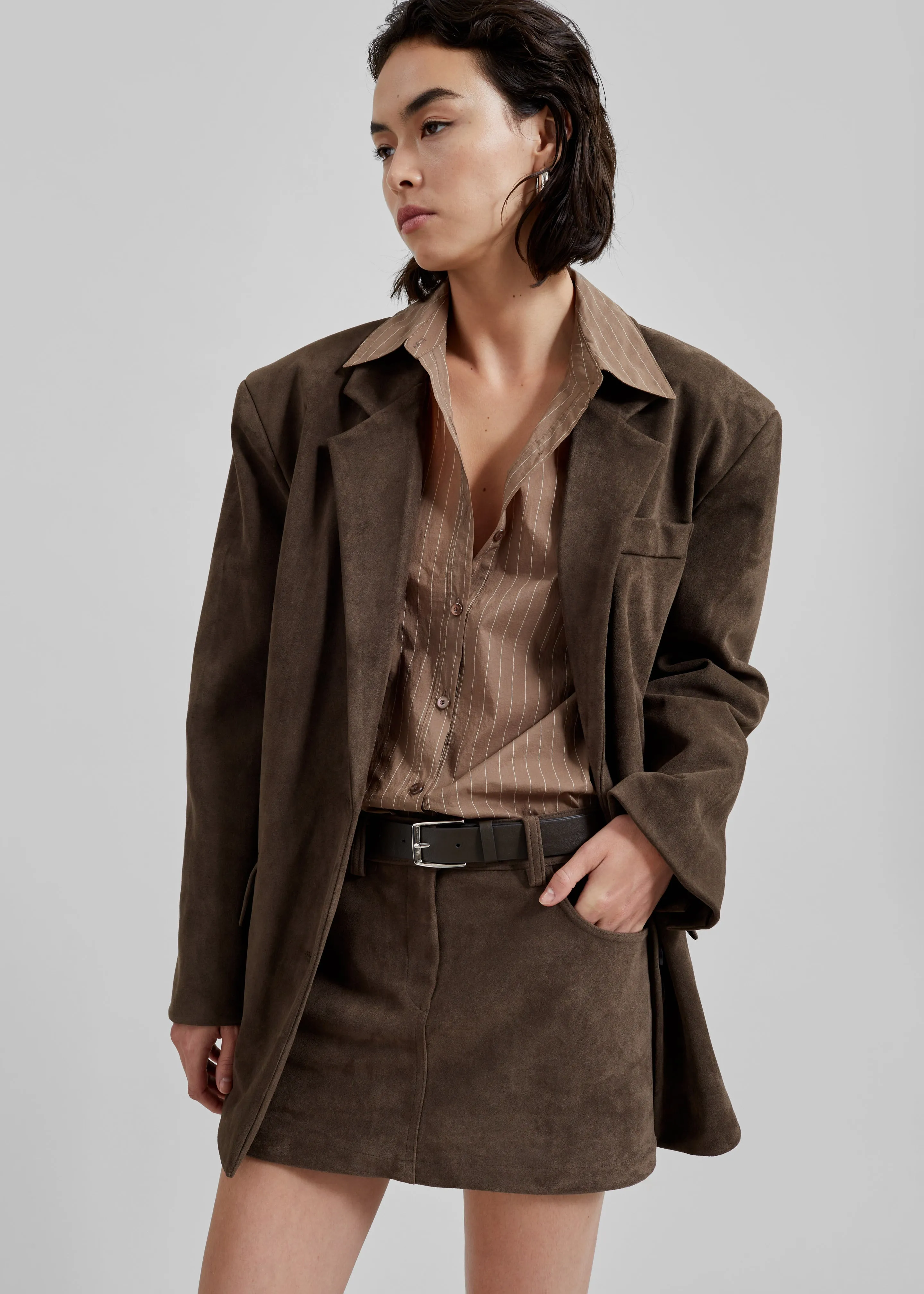 Peoria Faux Suede Mini Skirt - Brown sold by Frankie Shop product image thumbnail 3