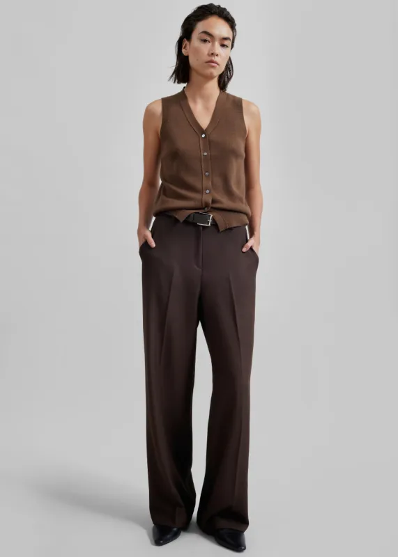 Nisha Pintuck Trousers - Brown sold by Frankie Shop