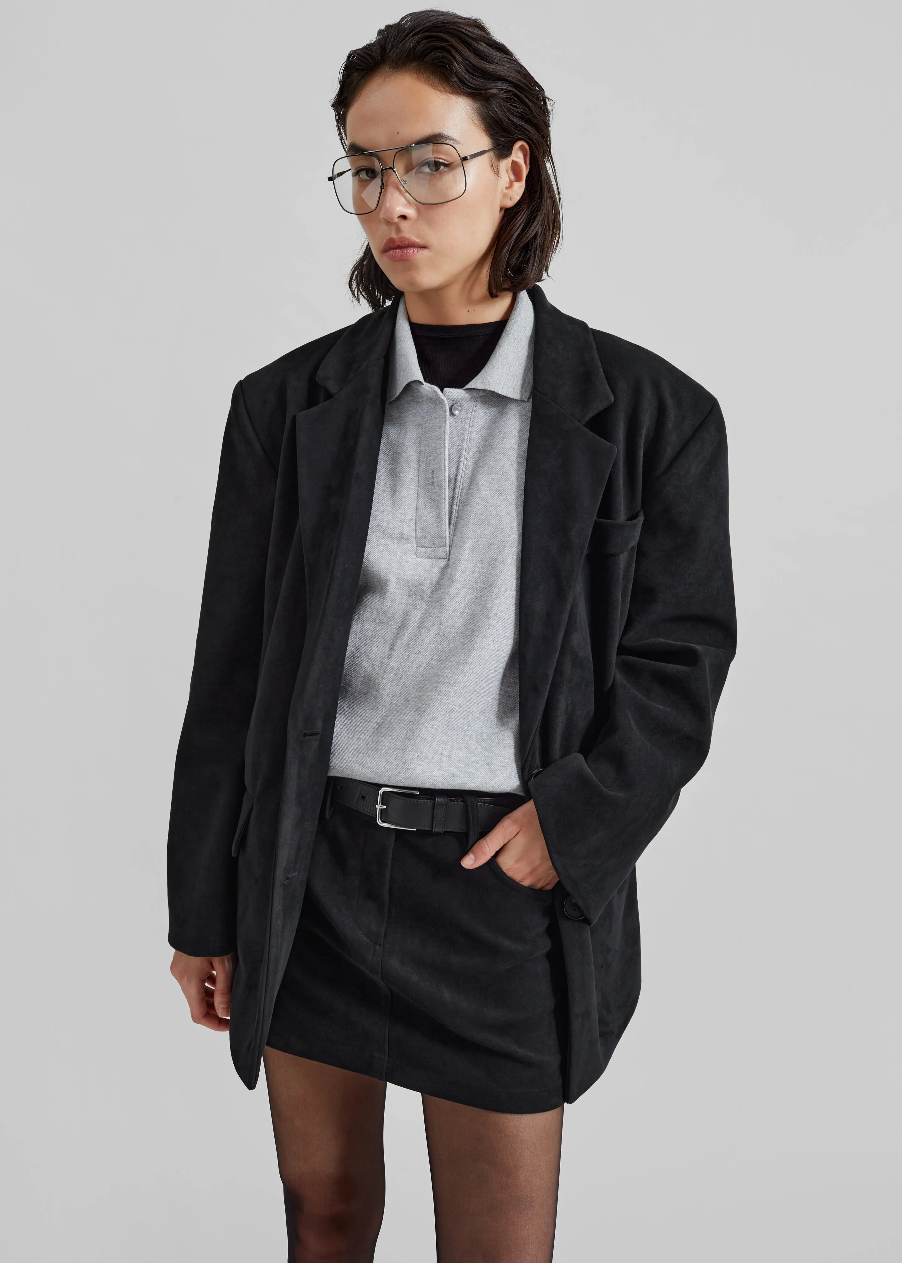 Peoria Faux Suede Blazer - Black sold by Frankie Shop product image thumbnail 4