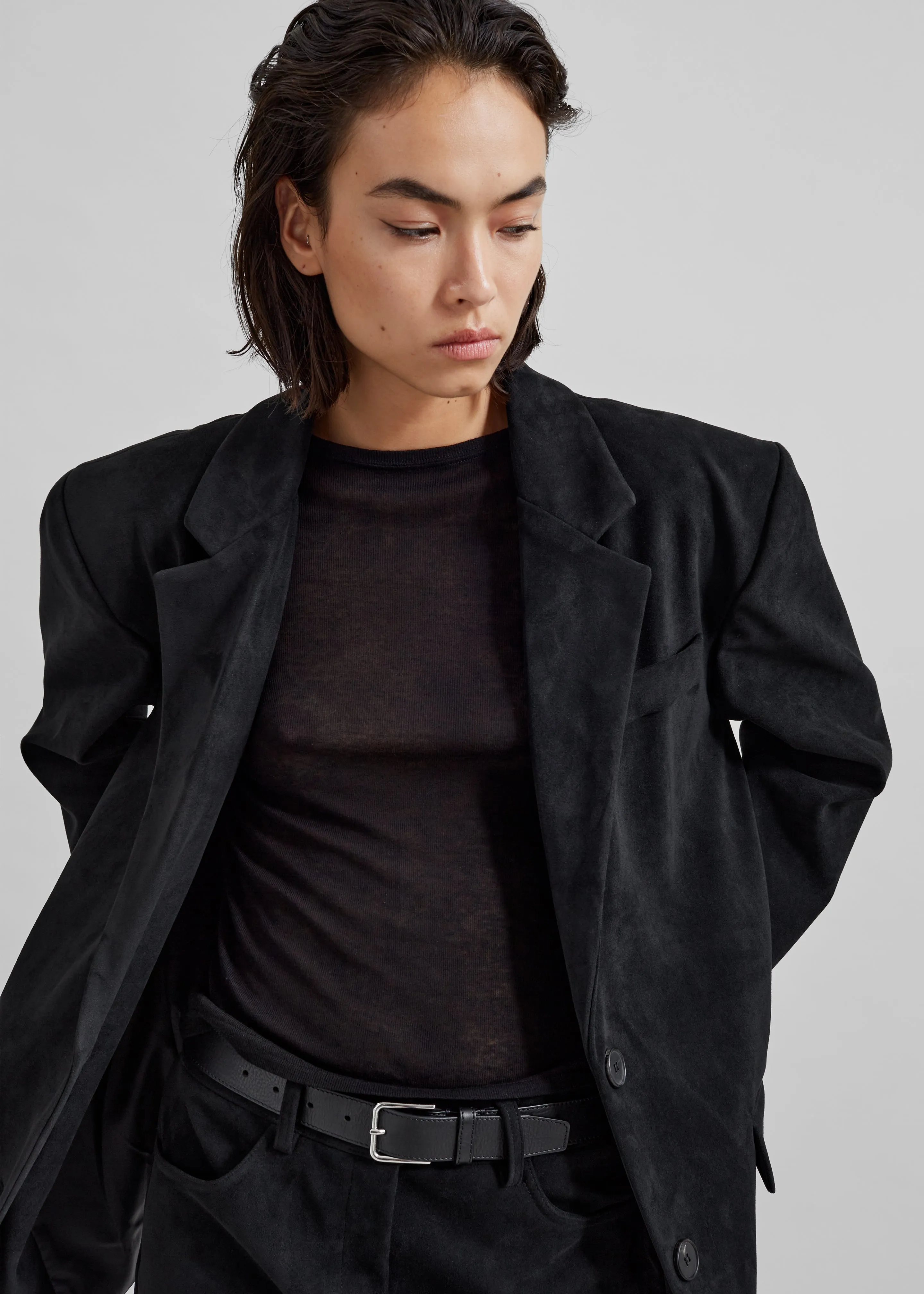 Peoria Faux Suede Blazer - Black sold by Frankie Shop product image thumbnail 3