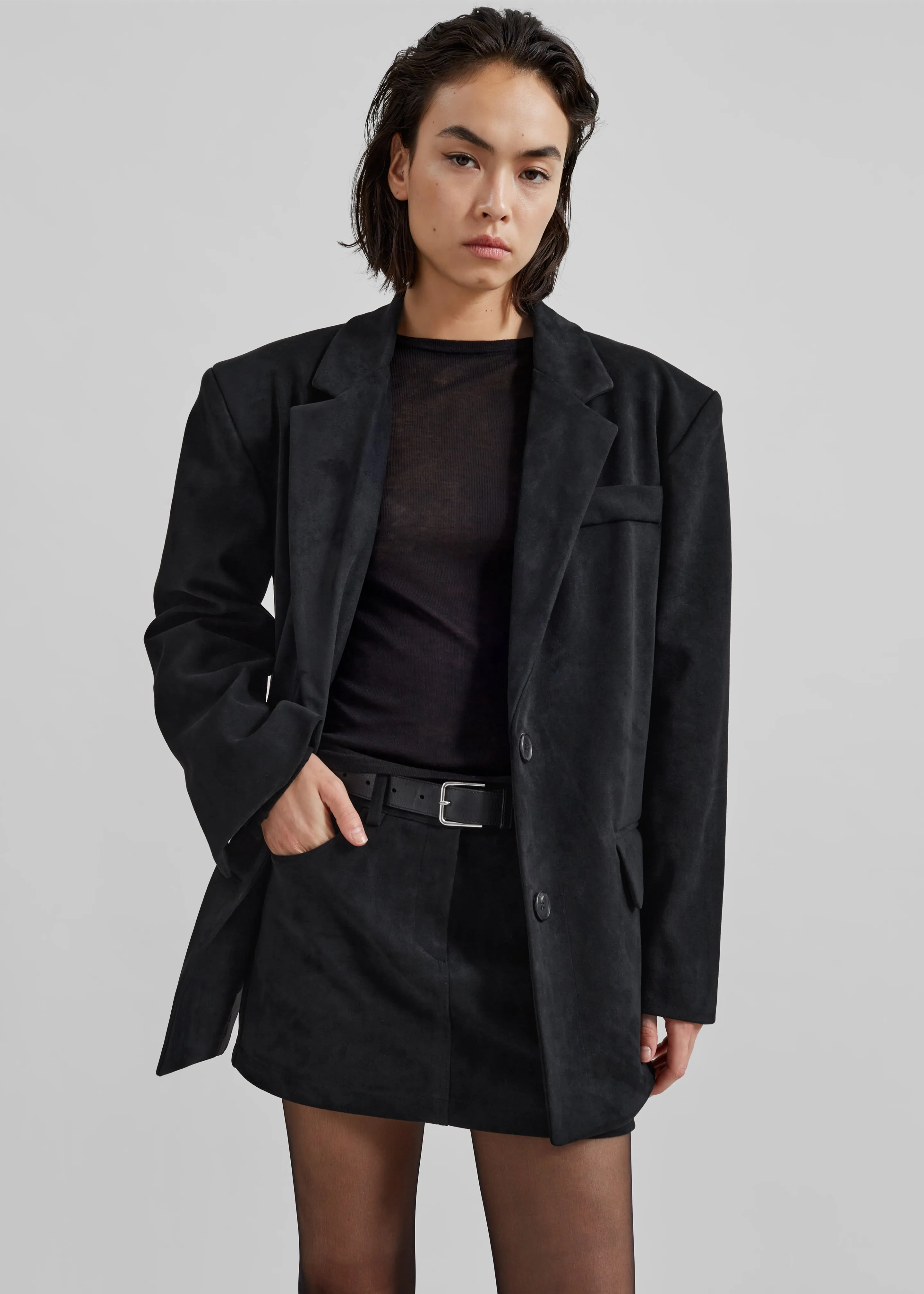 Peoria Faux Suede Blazer - Black sold by Frankie Shop product image thumbnail 2