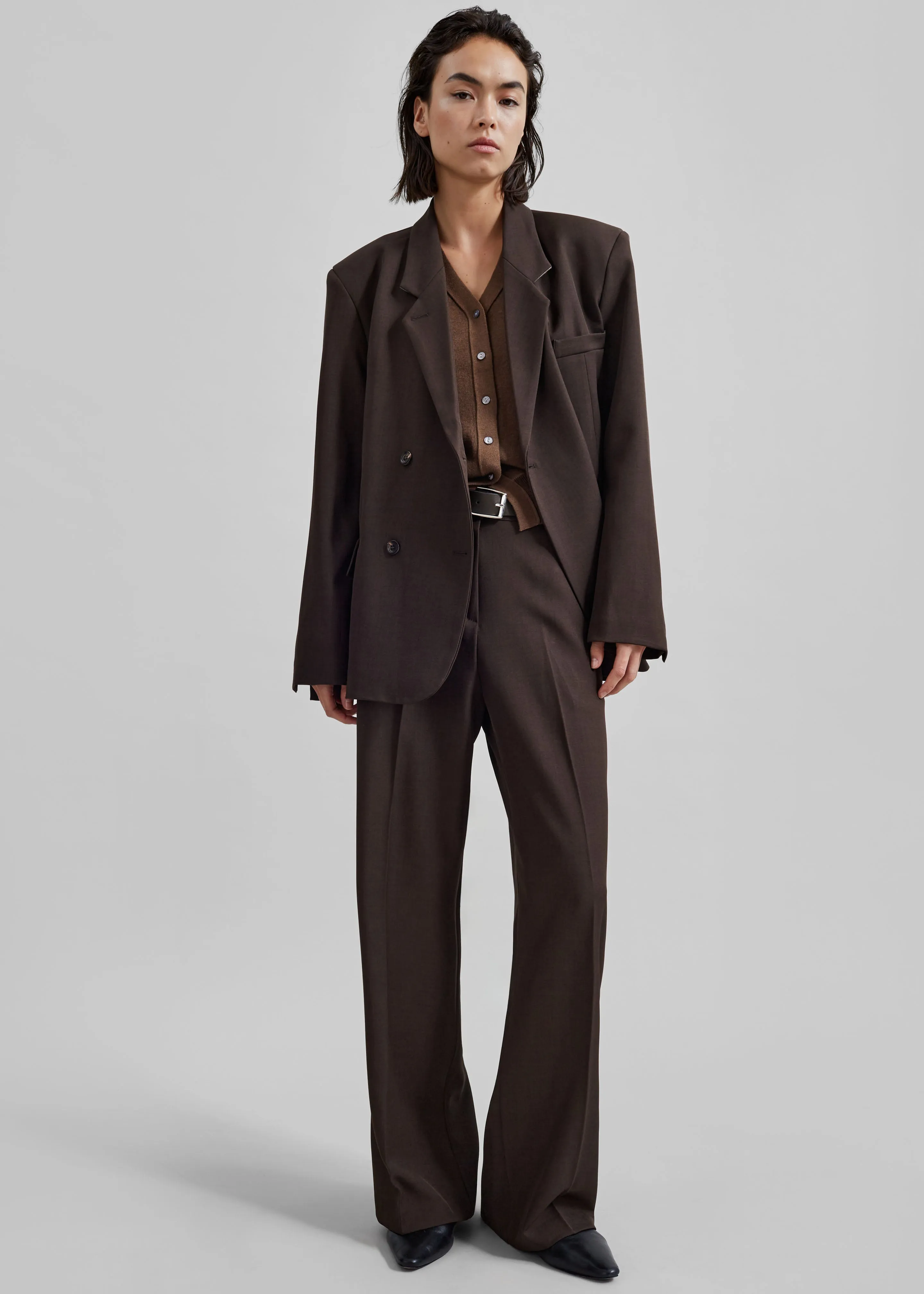 Nisha Double Breasted Blazer - Brown sold by Frankie Shop