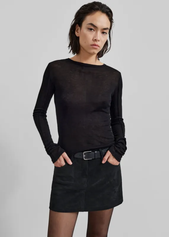 Mesa Sheer Long Sleeve Tee - Black sold by Frankie Shop