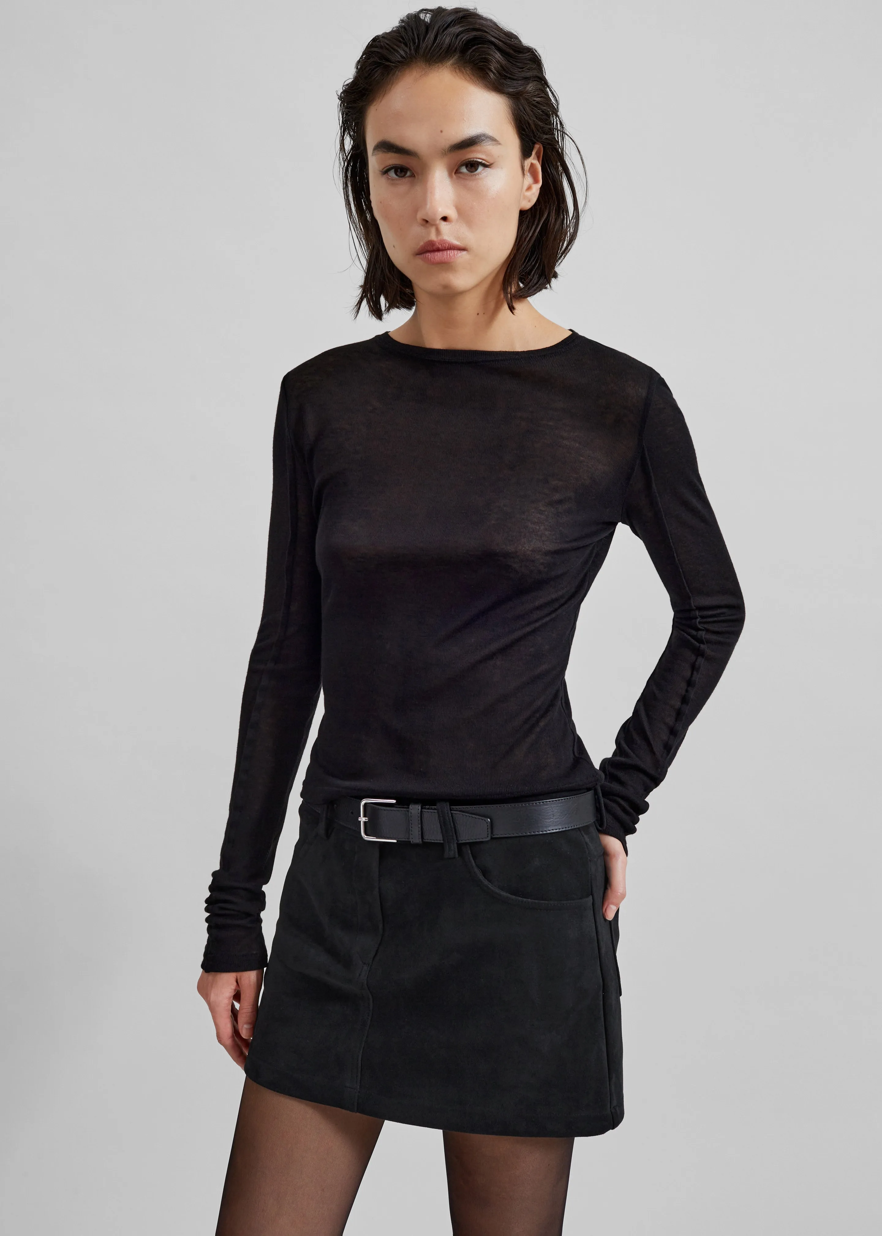 Mesa Sheer Long Sleeve Tee - Black sold by Frankie Shop product image thumbnail 5