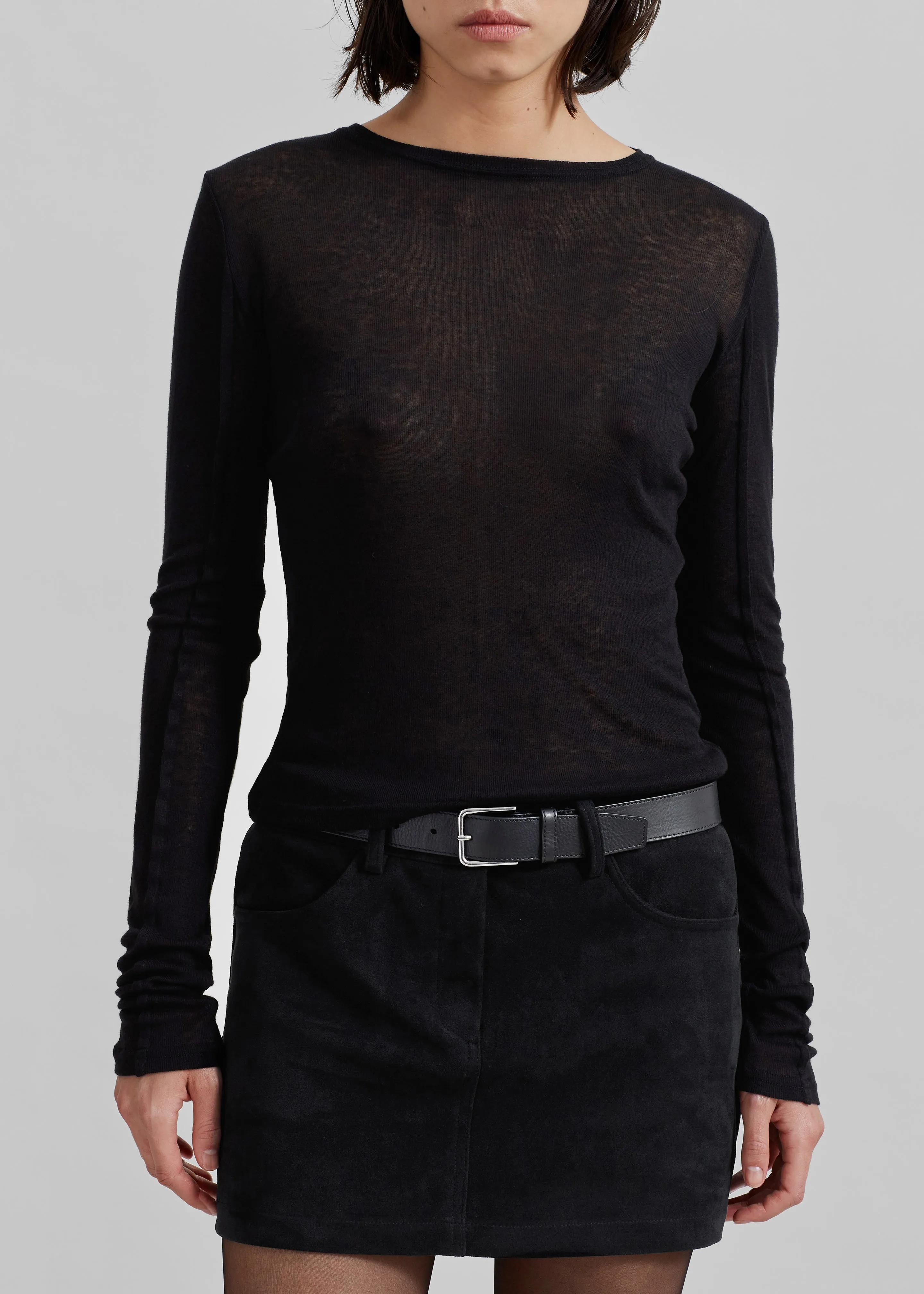 Mesa Sheer Long Sleeve Tee - Black sold by Frankie Shop product image thumbnail 3