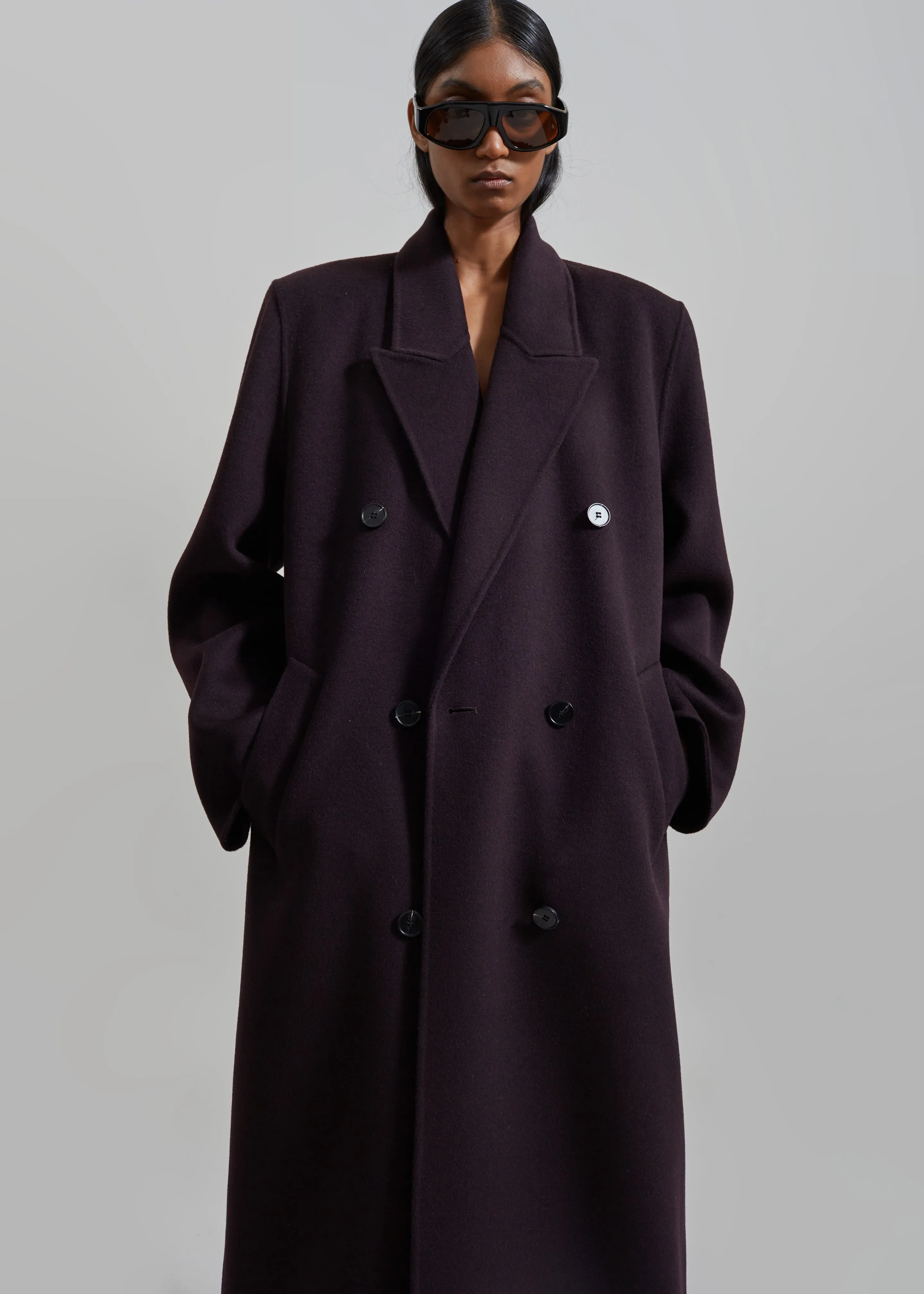 Gaia Double Breasted Coat - Dark Plum sold by Frankie Shop product image thumbnail 4