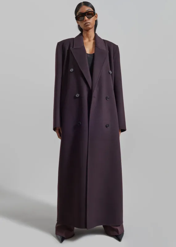 Gaia Double Breasted Coat - Dark Plum sold by Frankie Shop