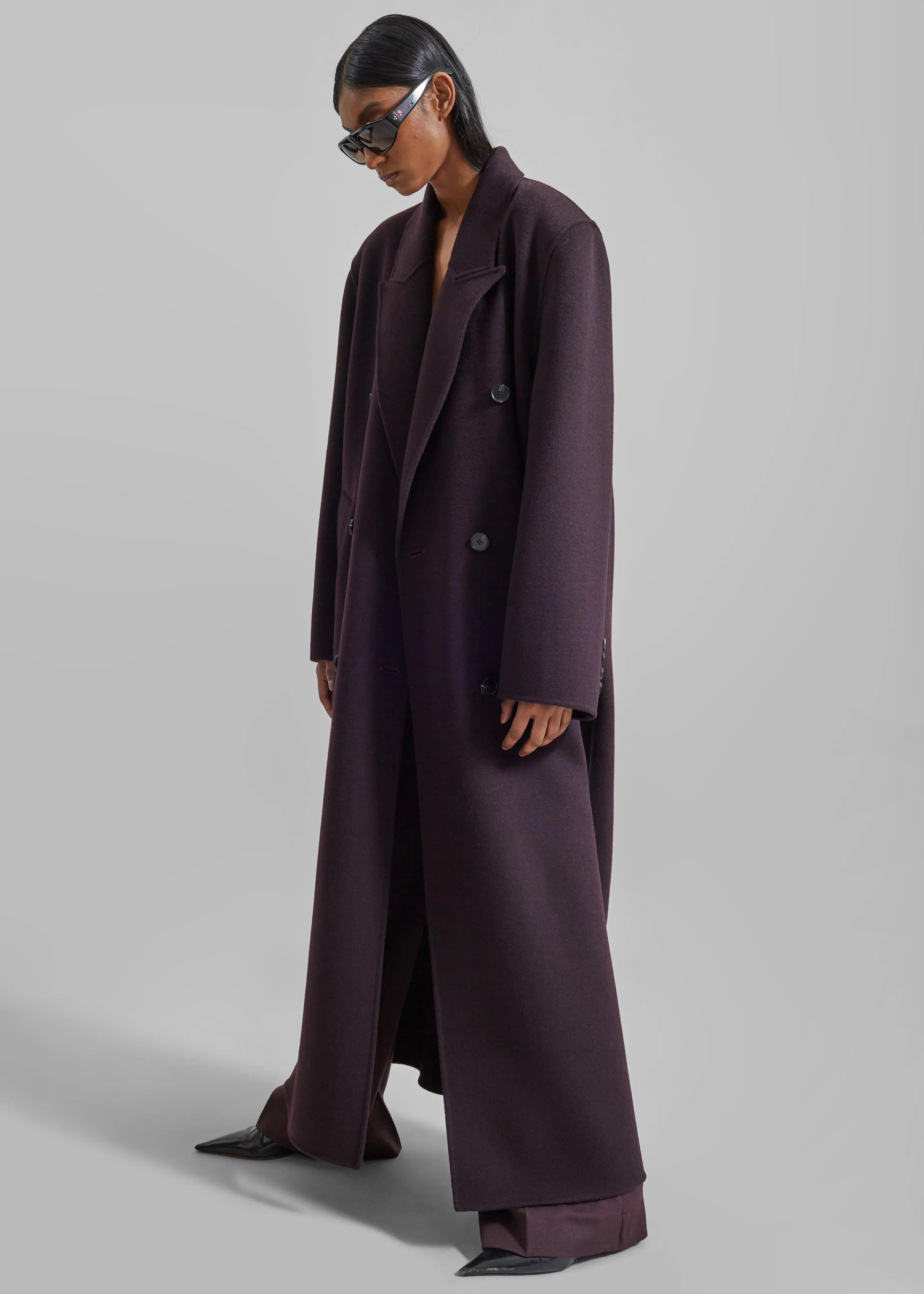 Gaia Double Breasted Coat - Dark Plum sold by Frankie Shop product image thumbnail 3