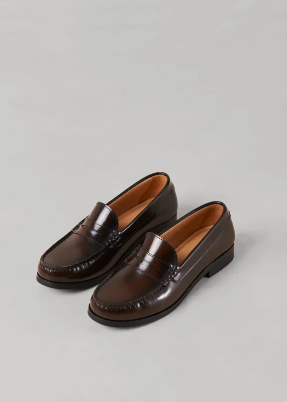Alohas Rivet Brushed Leather Loafers - Coffee Brown sold by Frankie Shop