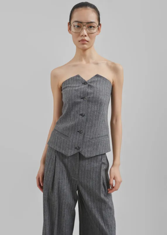 The Garment Tilda Tube Top - Grey/Black Stripe made by Frankie Shop