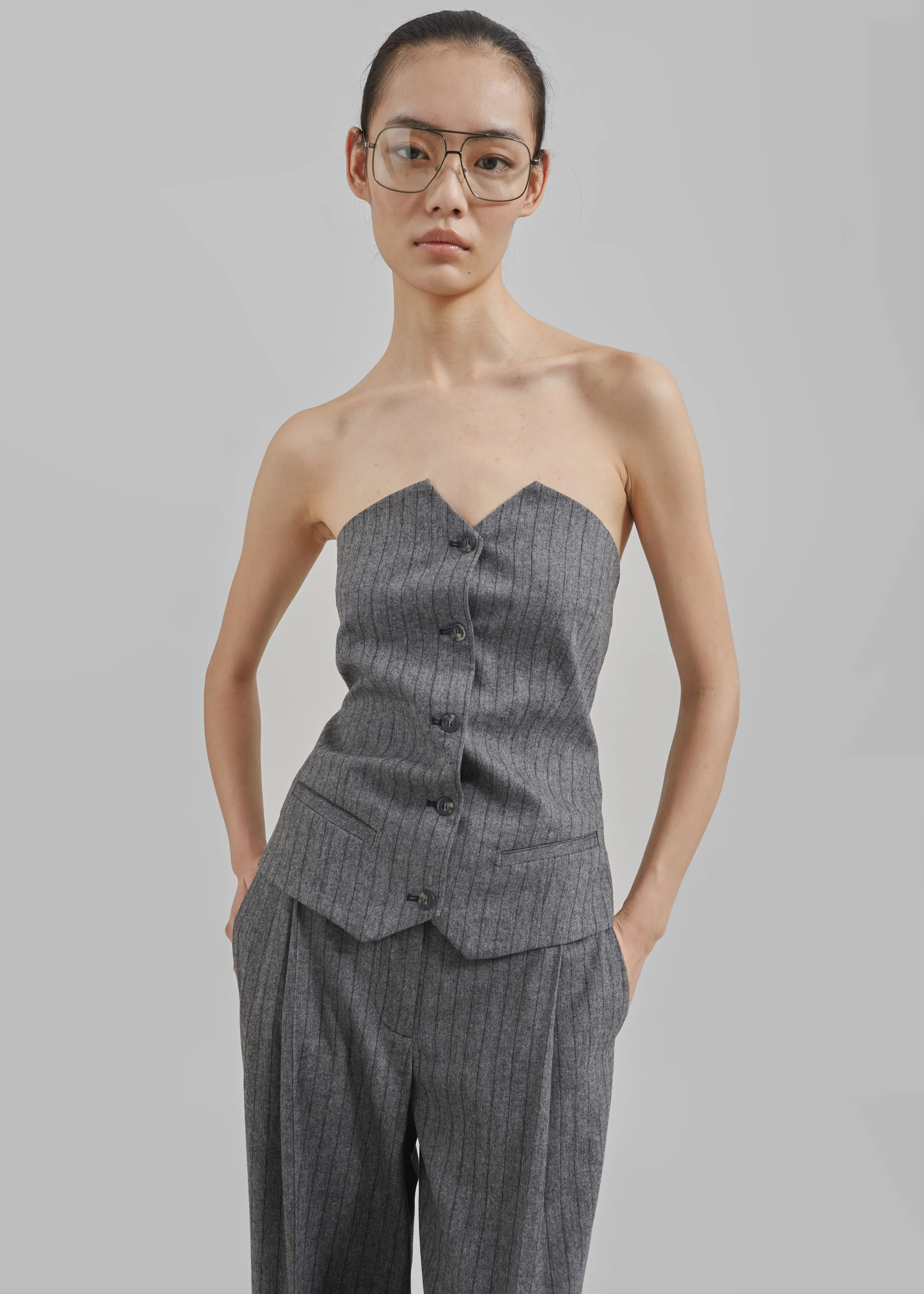 The Garment Tilda Tube Top - Grey/Black Stripe sold by Frankie Shop product image thumbnail 4
