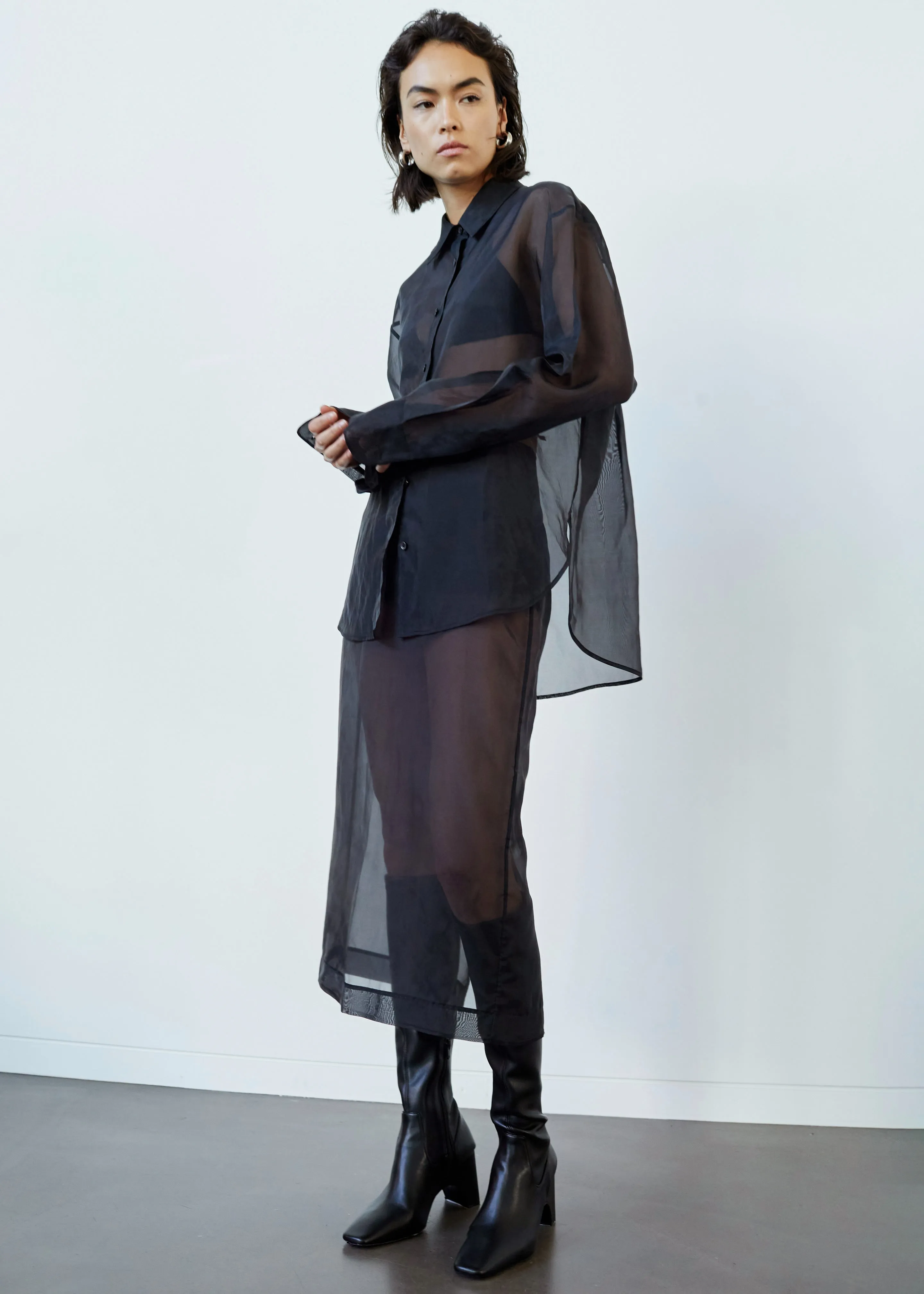 Peri Sheer Shirt - Black sold by Frankie Shop
