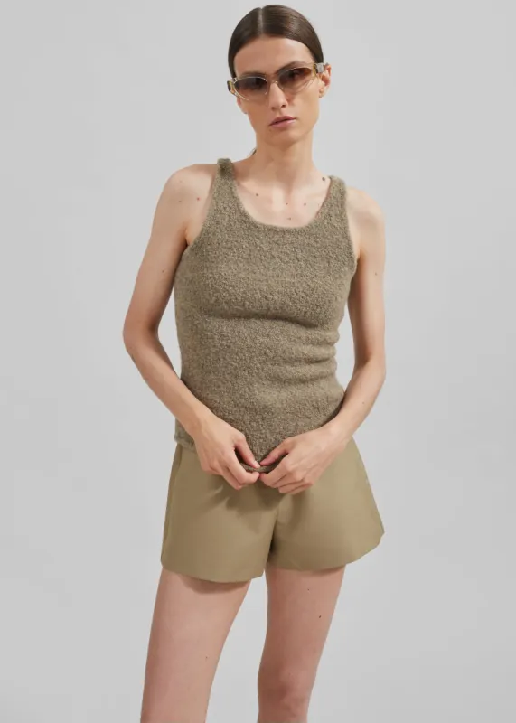 Low Classic Fluffy Sleeveless Knit Top - Khaki sold by Frankie Shop