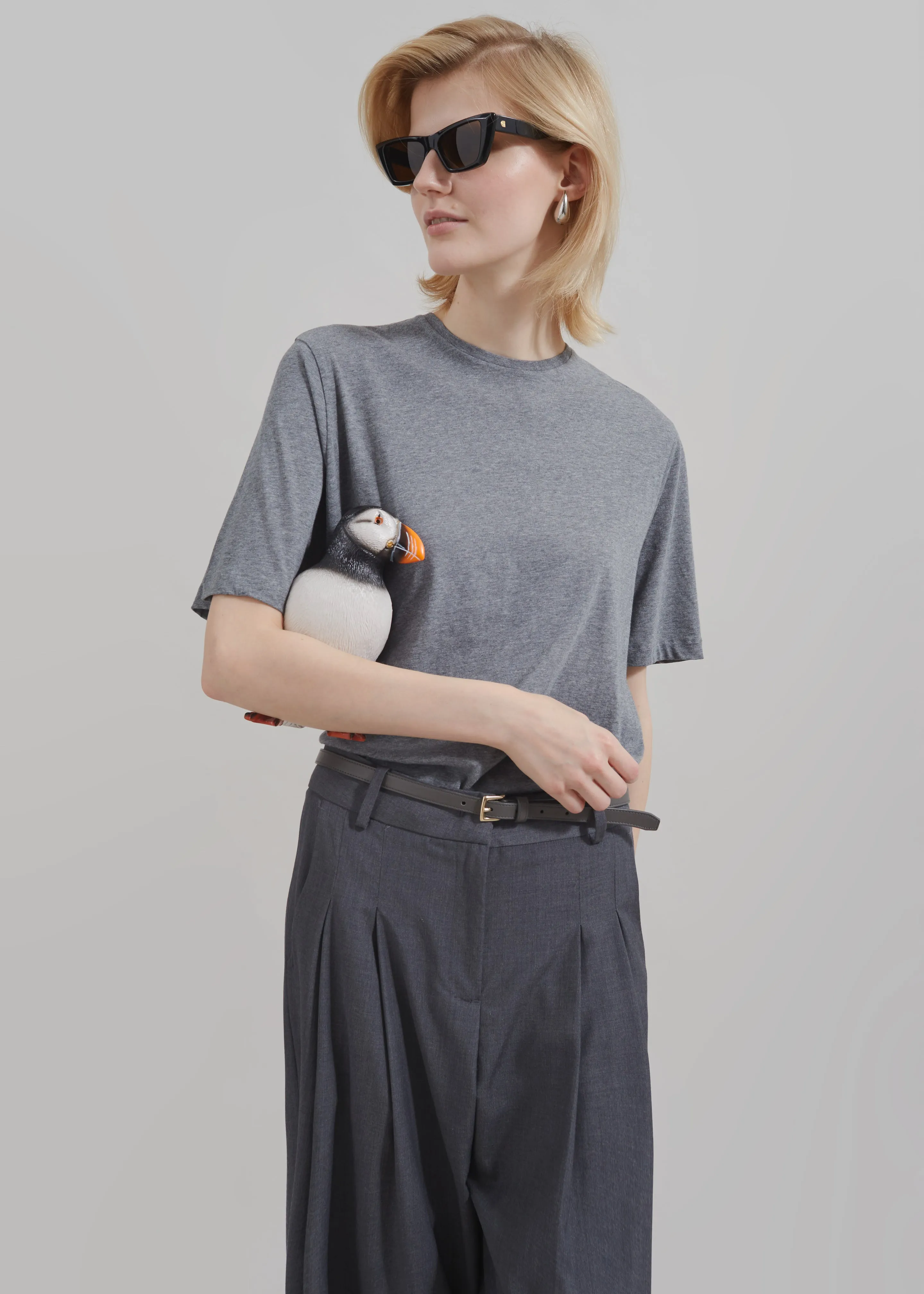 Harper Soft Organic T-Shirt - Dark Grey Melange sold by Frankie Shop