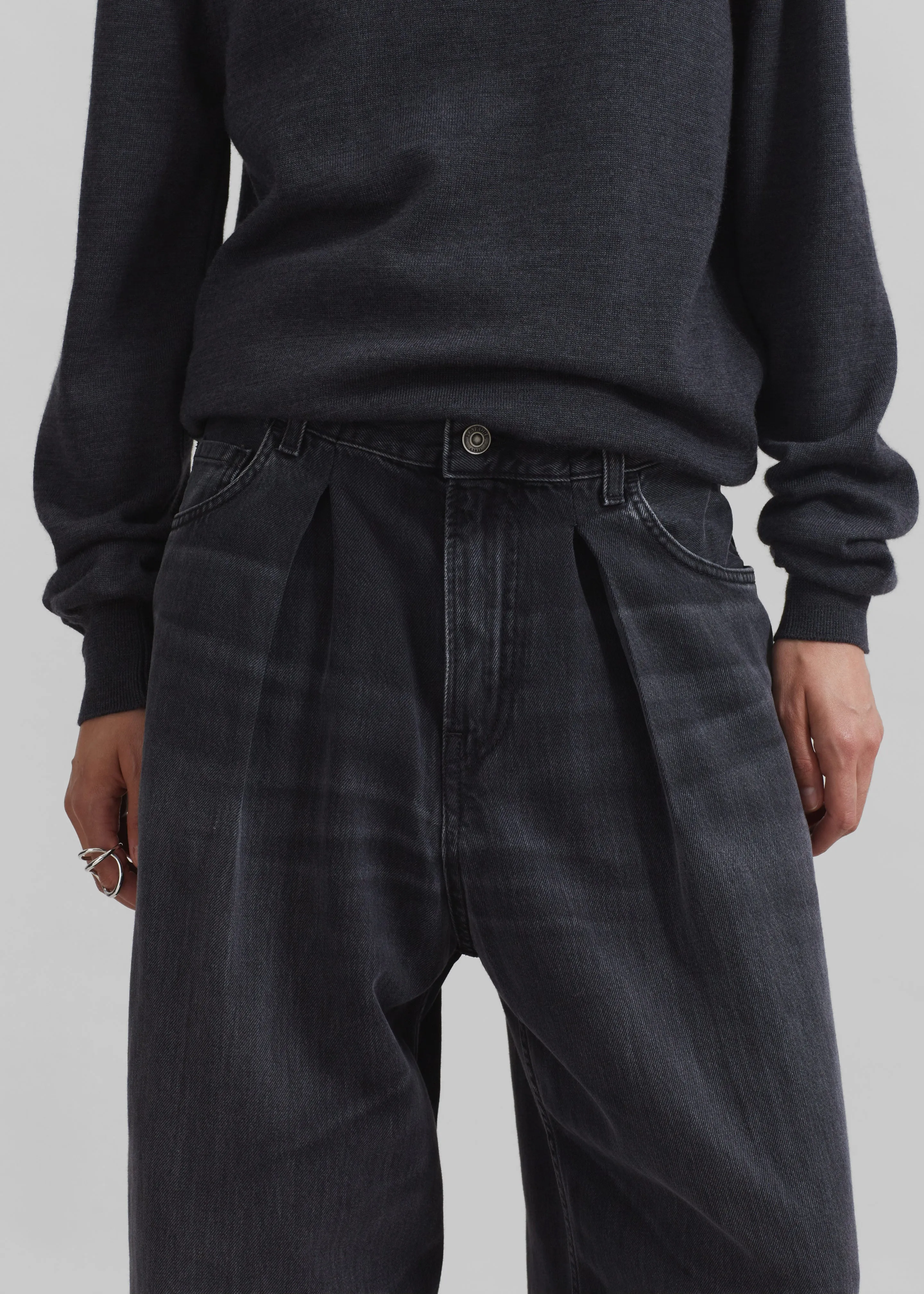 Haikure Candy Pleated Wide Leg Jeans - Black Tencel sold by Frankie Shop product image thumbnail 3