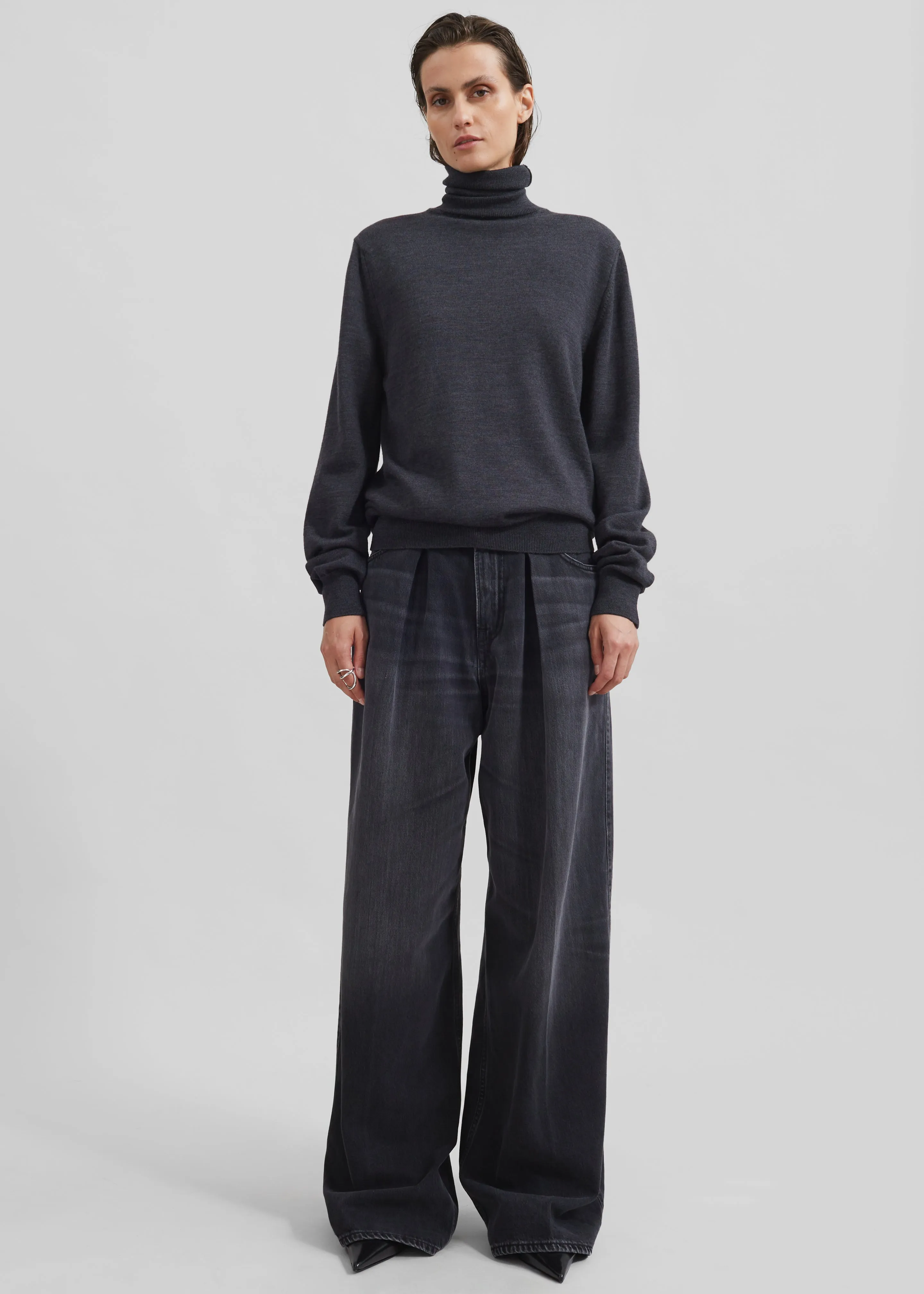 Haikure Candy Pleated Wide Leg Jeans - Black Tencel sold by Frankie Shop