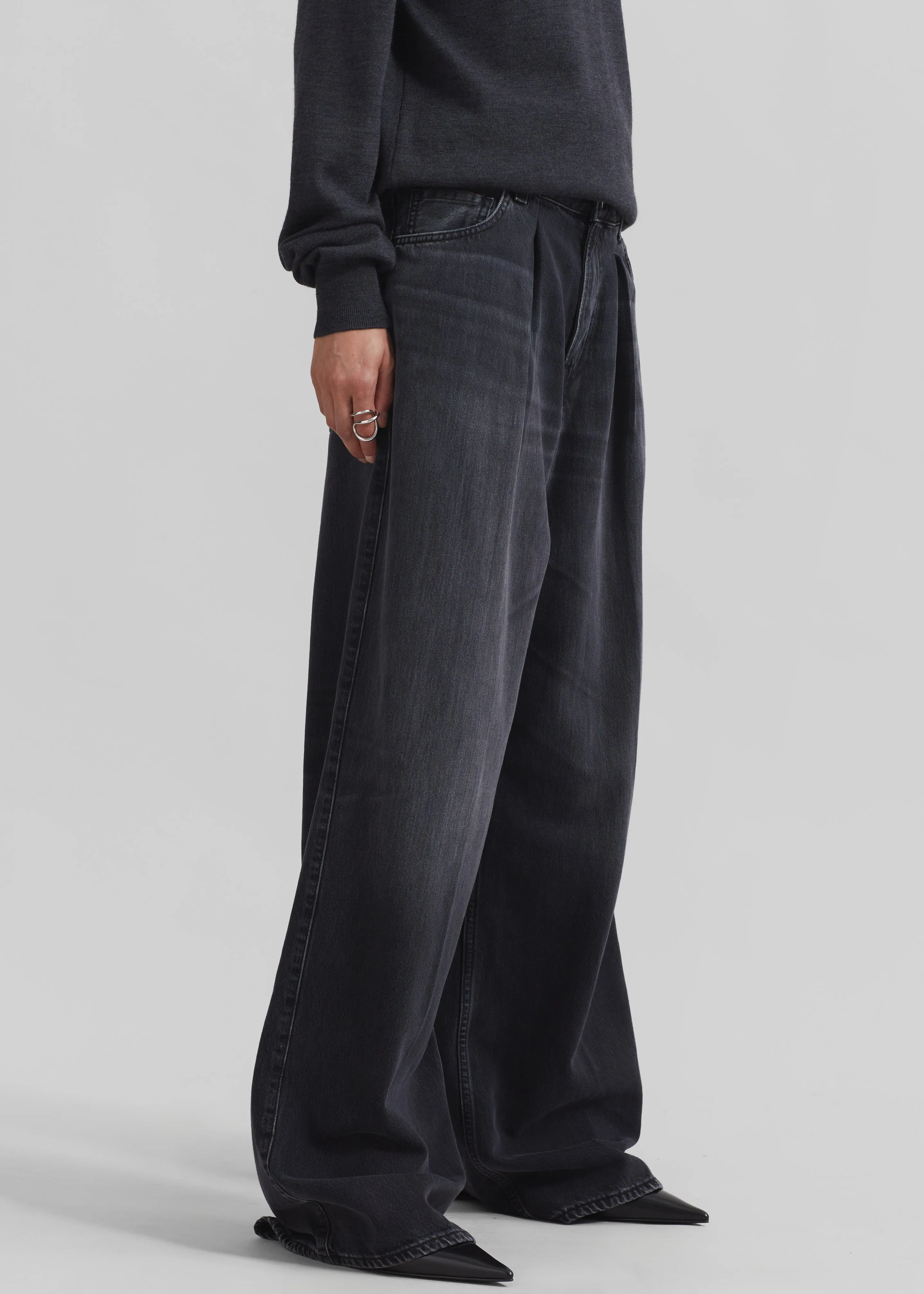 Haikure Candy Pleated Wide Leg Jeans - Black Tencel sold by Frankie Shop product image thumbnail 5
