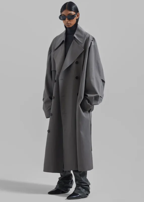 Mavis Oversized Trench - Grey sold by Frankie Shop