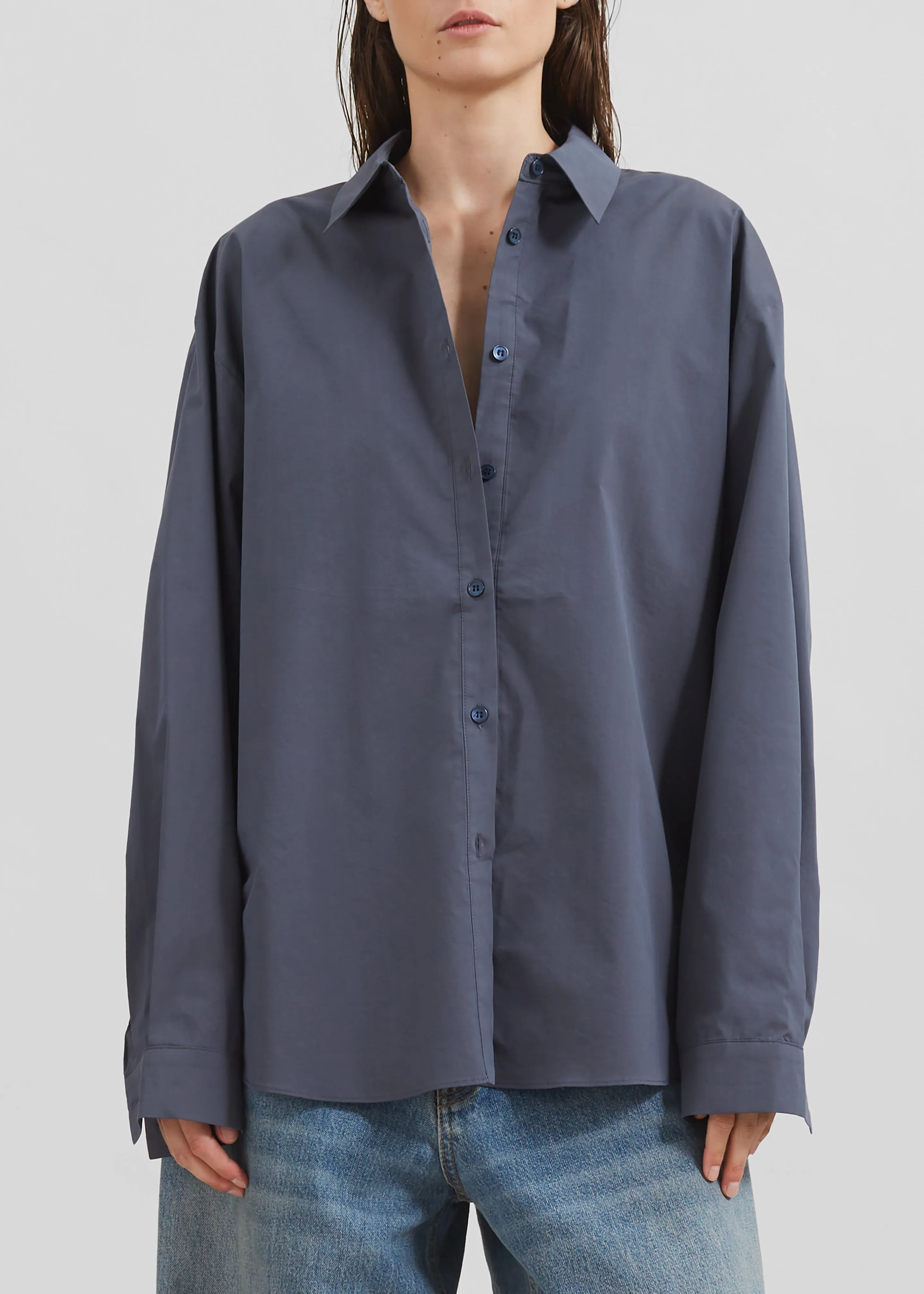 Kae Back Slit Button Up Shirt - Charcoal sold by Frankie Shop product image thumbnail 5