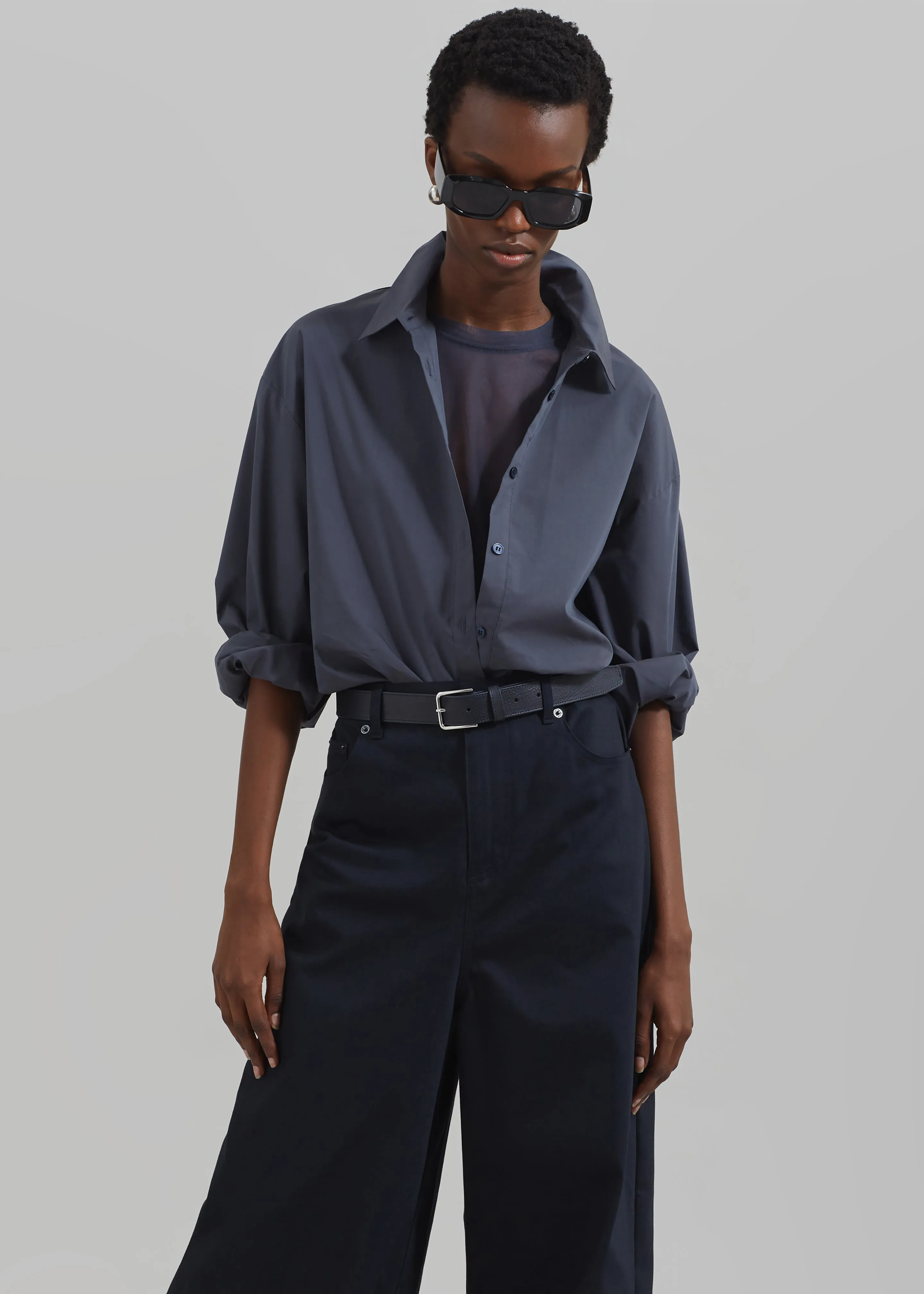 Kae Back Slit Button Up Shirt - Charcoal sold by Frankie Shop product image thumbnail 4