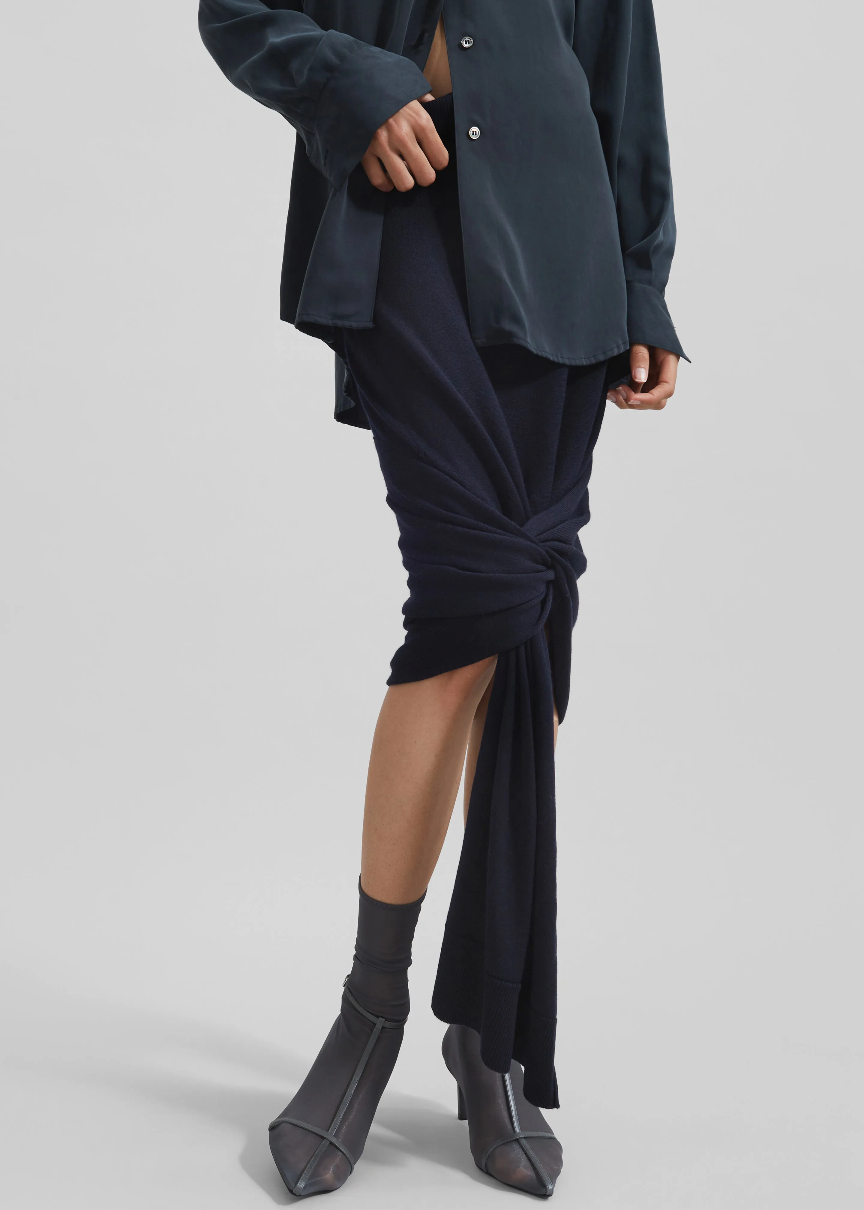 Coperni Knotted Bottom Skirt - Blue sold by Frankie Shop