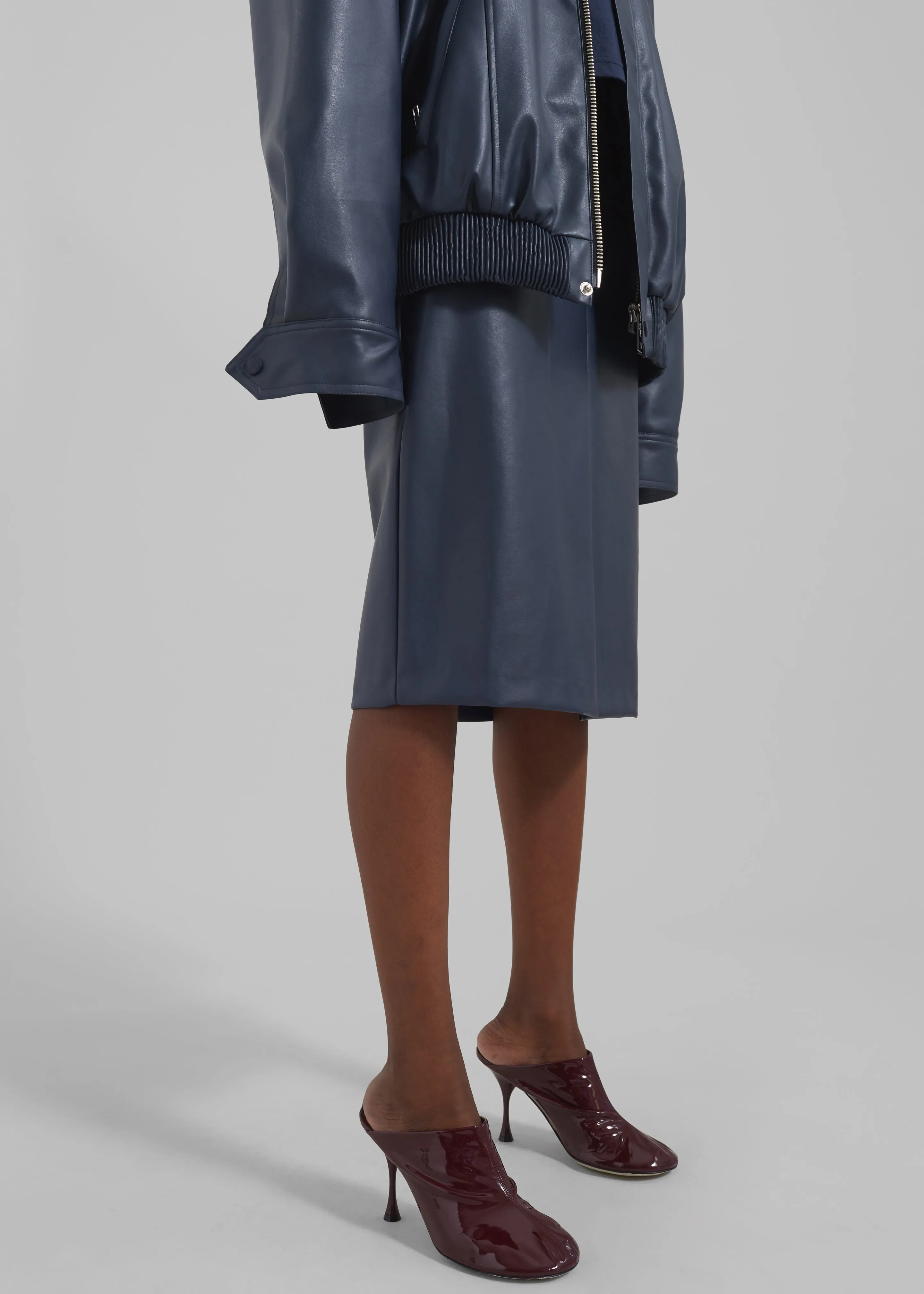 Brooklyn Faux Leather Midi Skirt - Navy sold by Frankie Shop