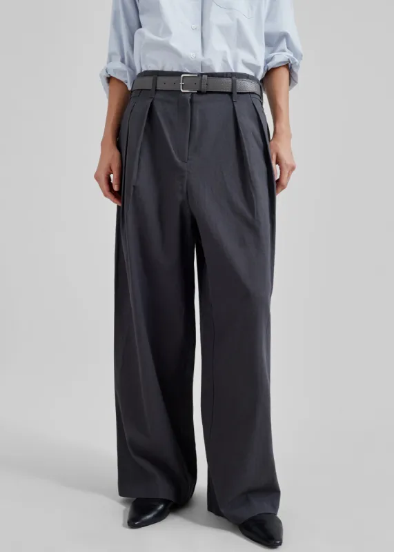 Branson Cotton Wide Pants - Charcoal sold by Frankie Shop