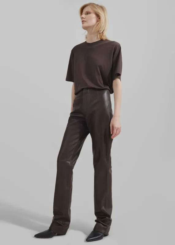 Ziggy Long Leather Pants - Brown sold by Frankie Shop