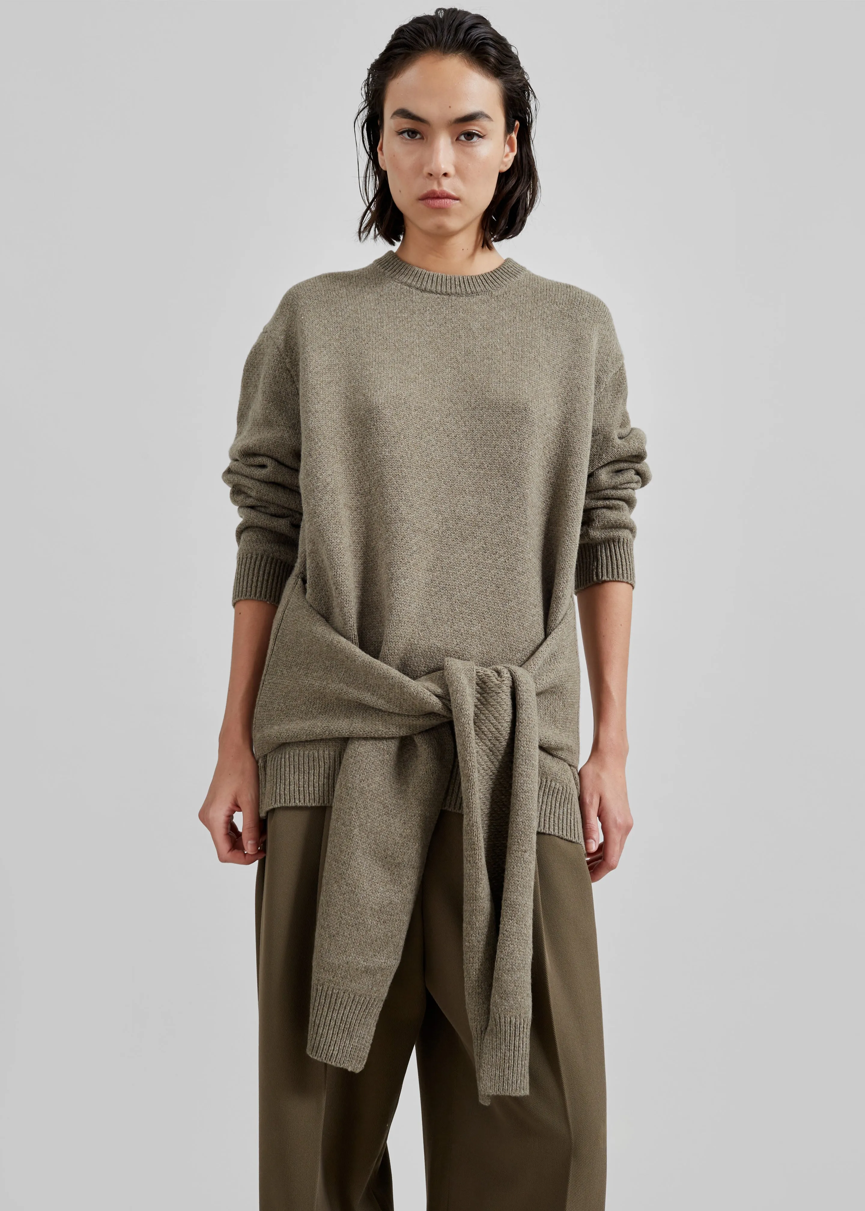 JW Anderson Draped Tie Front Jumper - Khaki sold by Frankie Shop product image thumbnail 5