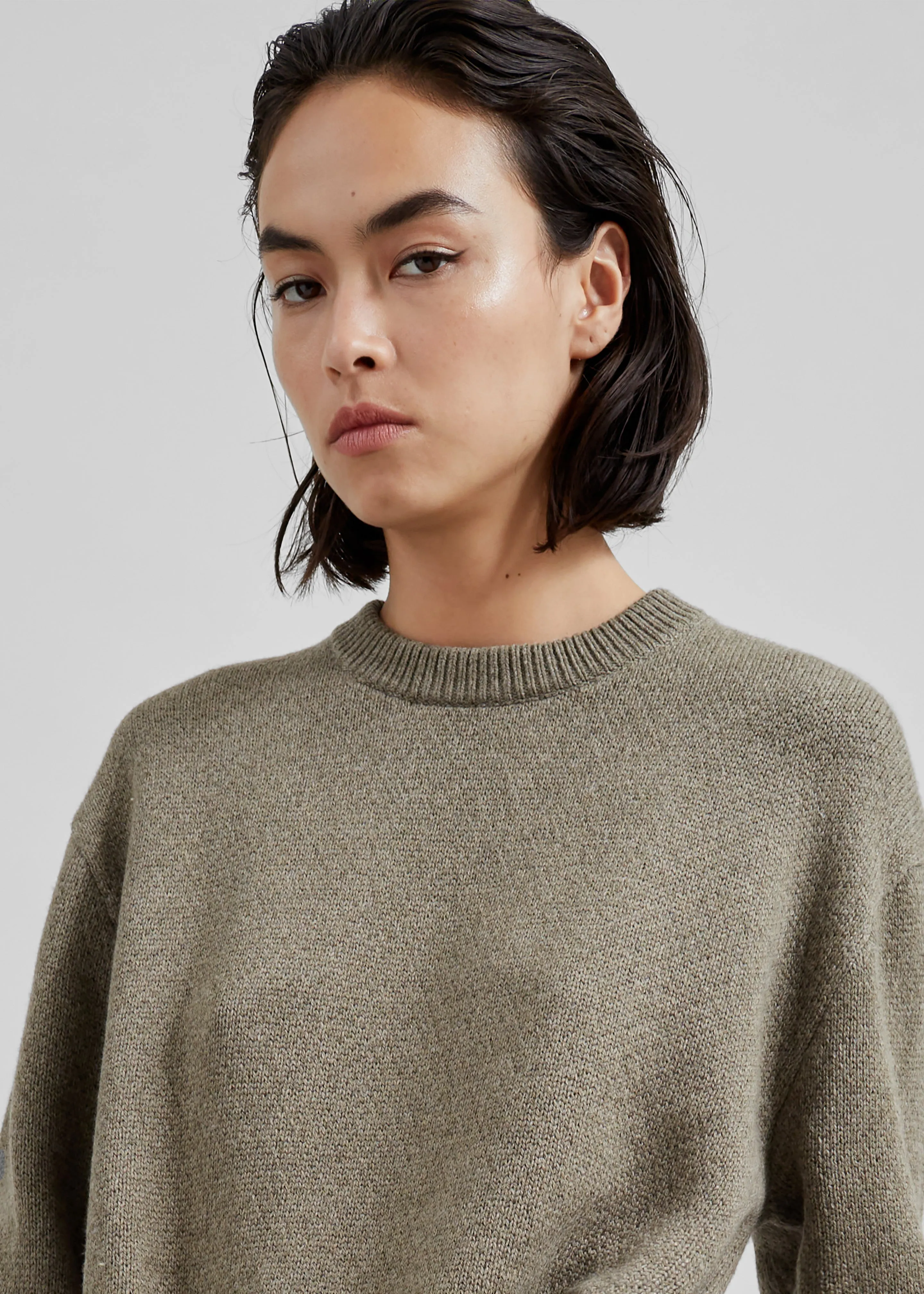 JW Anderson Draped Tie Front Jumper - Khaki sold by Frankie Shop product image thumbnail 3