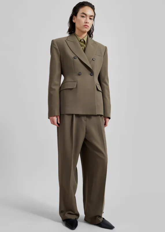 Dina Pleated Trousers - Khaki sold by Frankie Shop