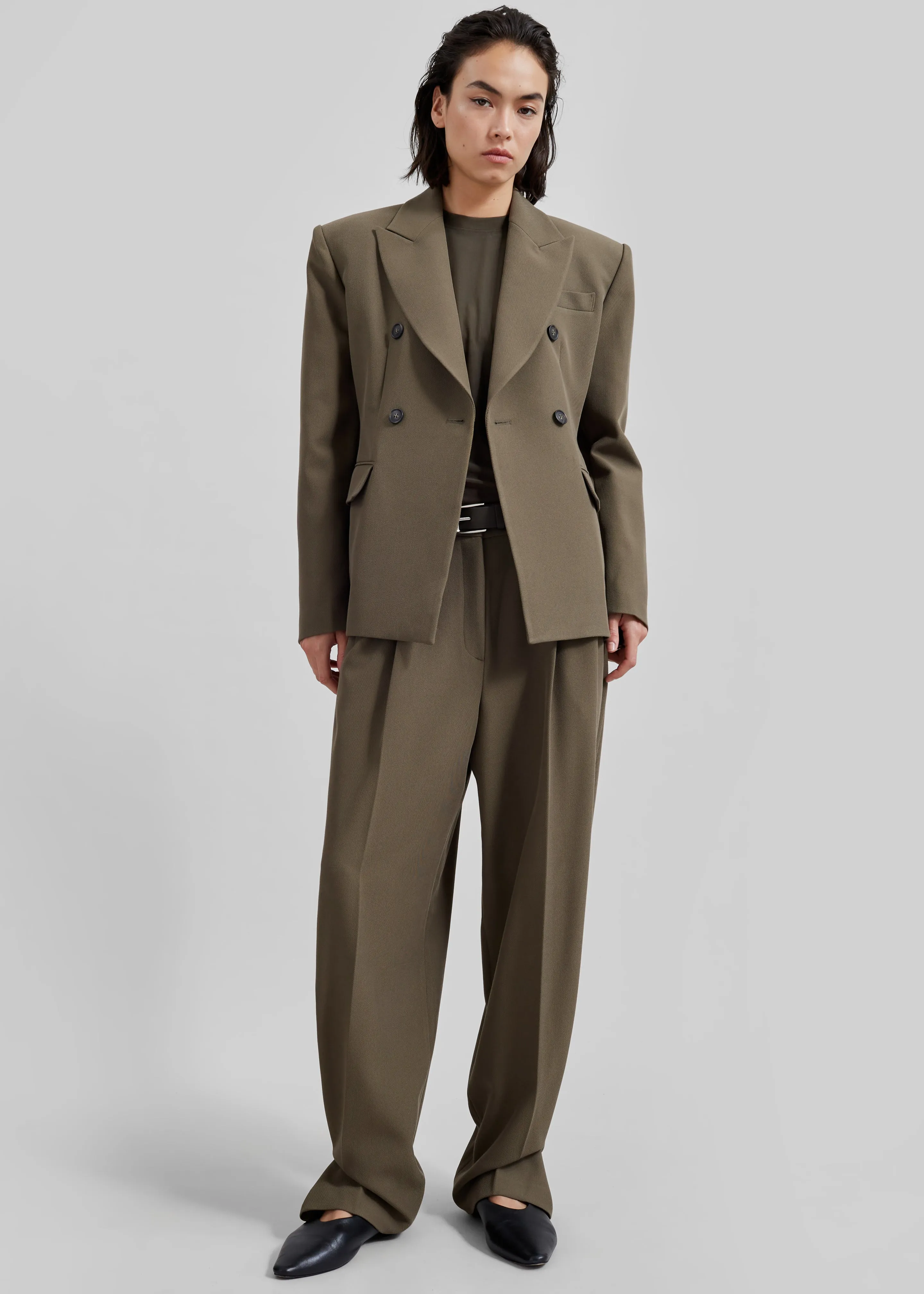 Dina Double Breasted Blazer - Khaki sold by Frankie Shop product image thumbnail 3