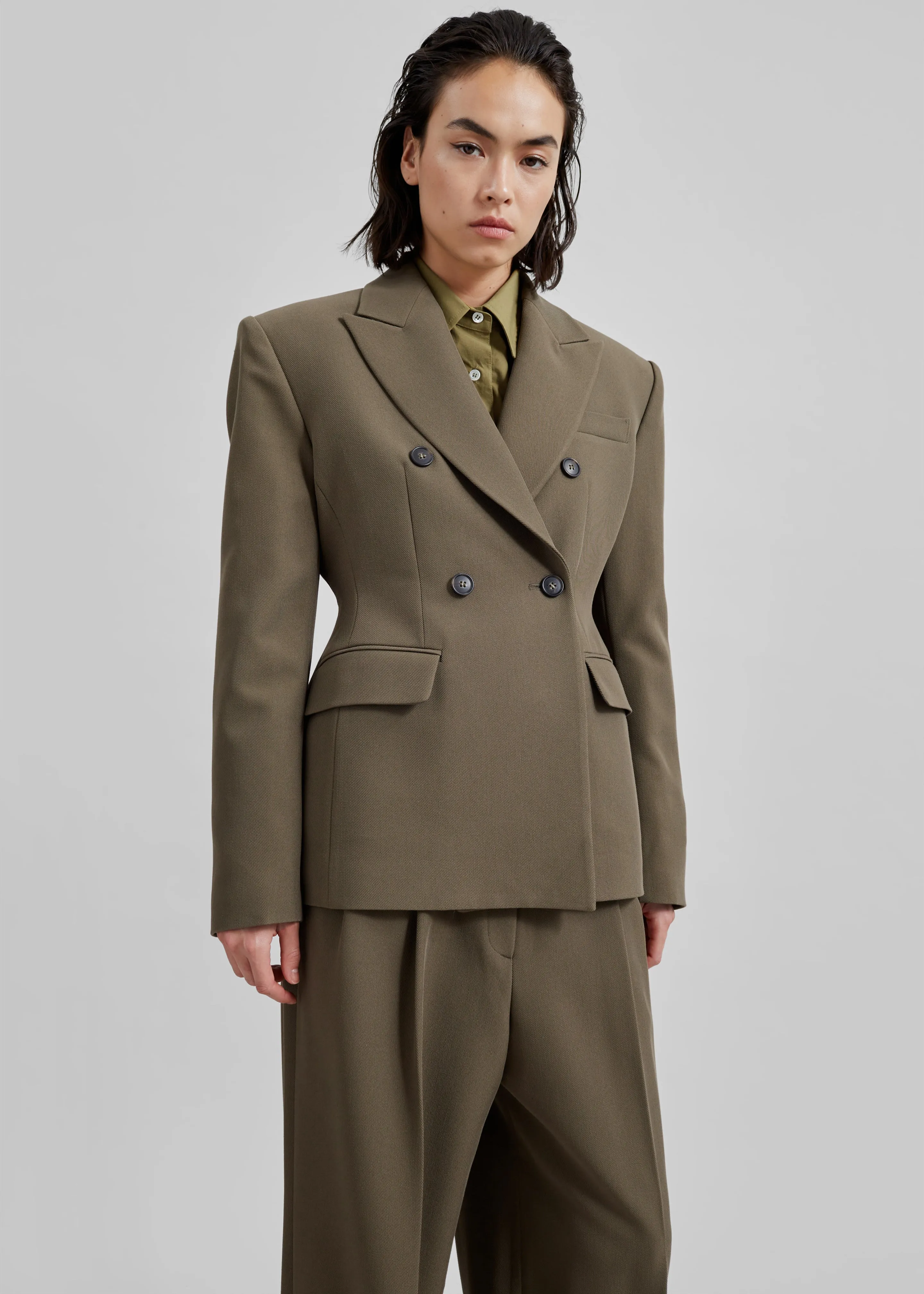 Dina Double Breasted Blazer - Khaki sold by Frankie Shop product image thumbnail 2