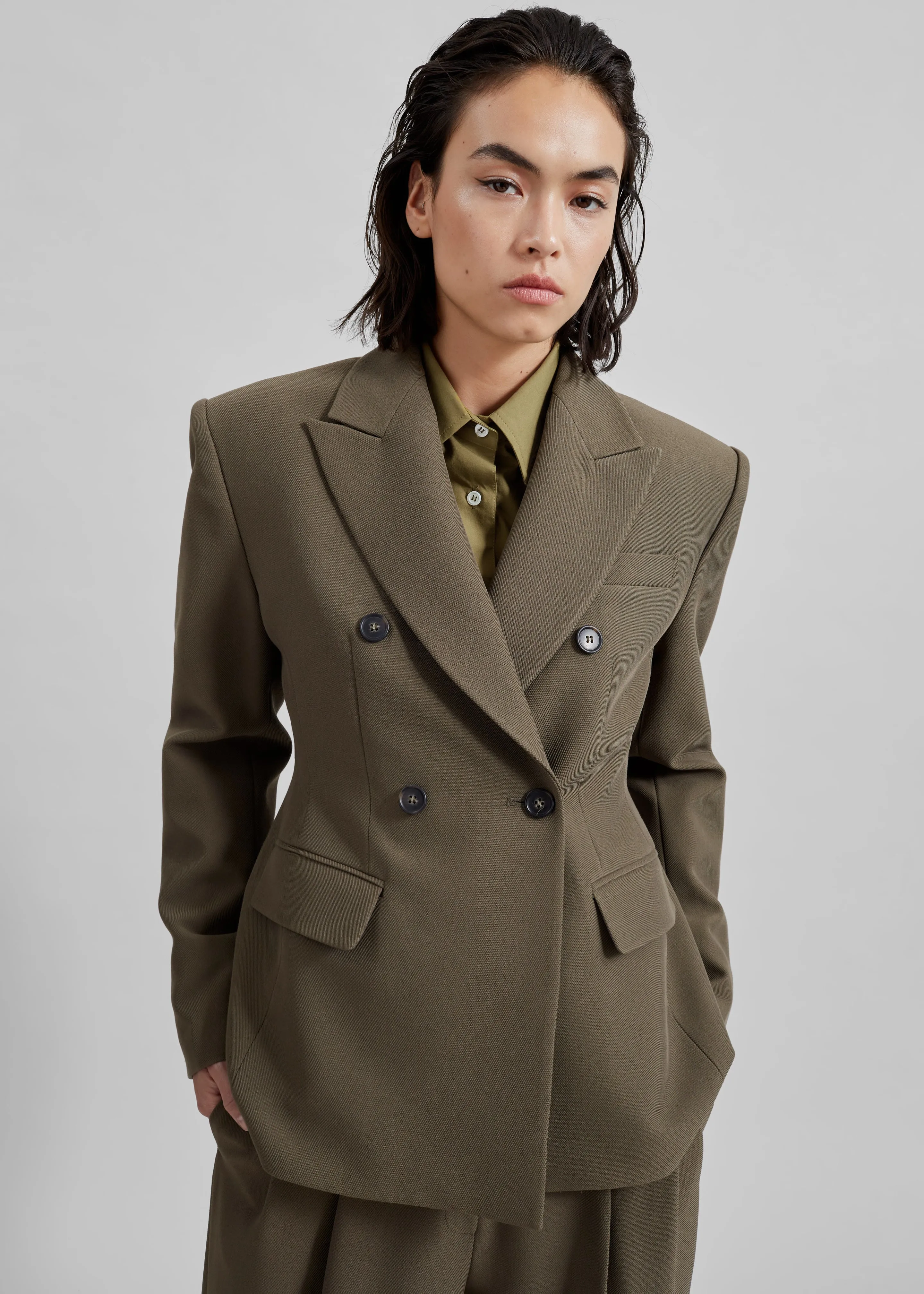 Dina Double Breasted Blazer - Khaki sold by Frankie Shop product image thumbnail 4