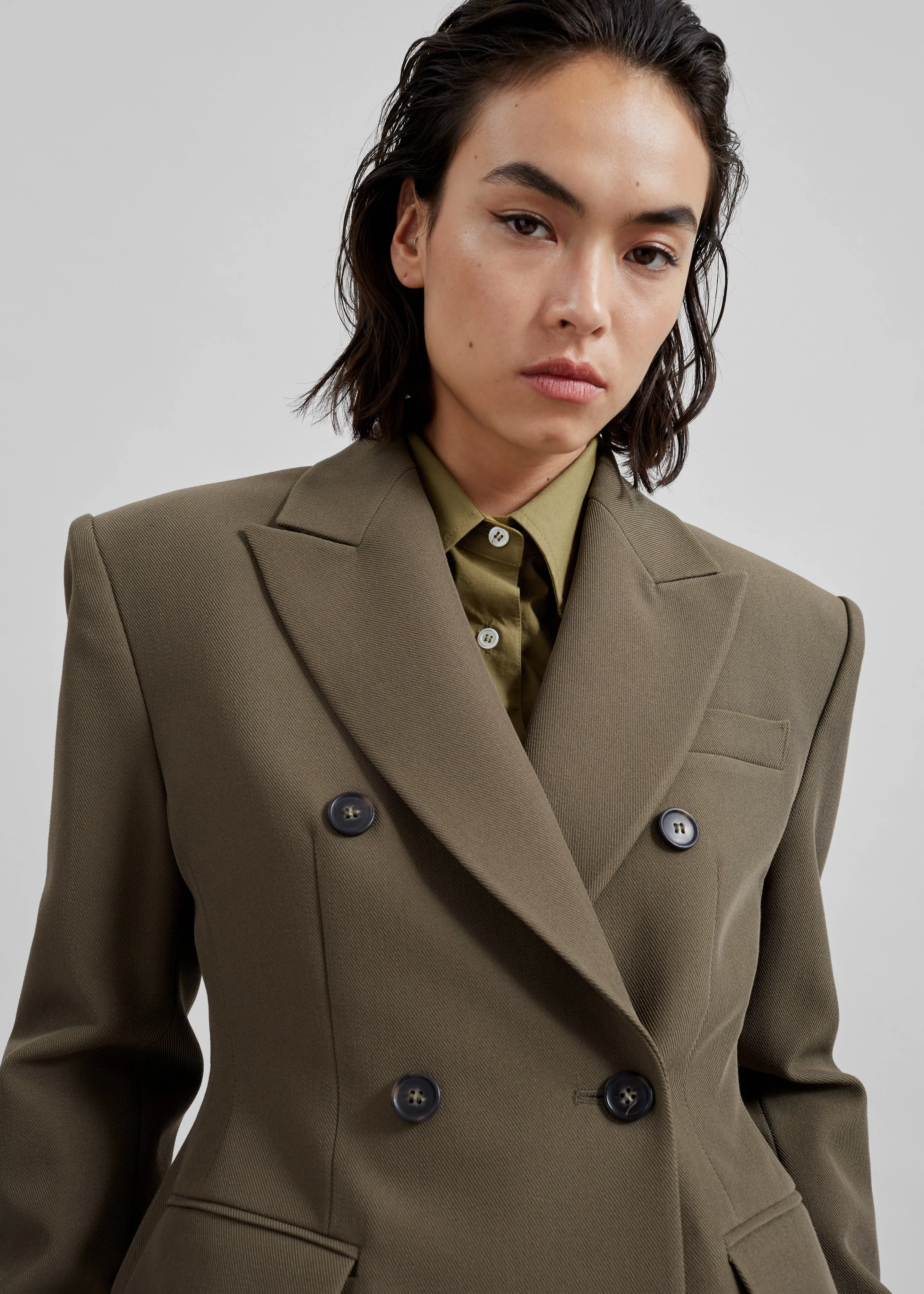 Dina Double Breasted Blazer - Khaki sold by Frankie Shop product image thumbnail 5